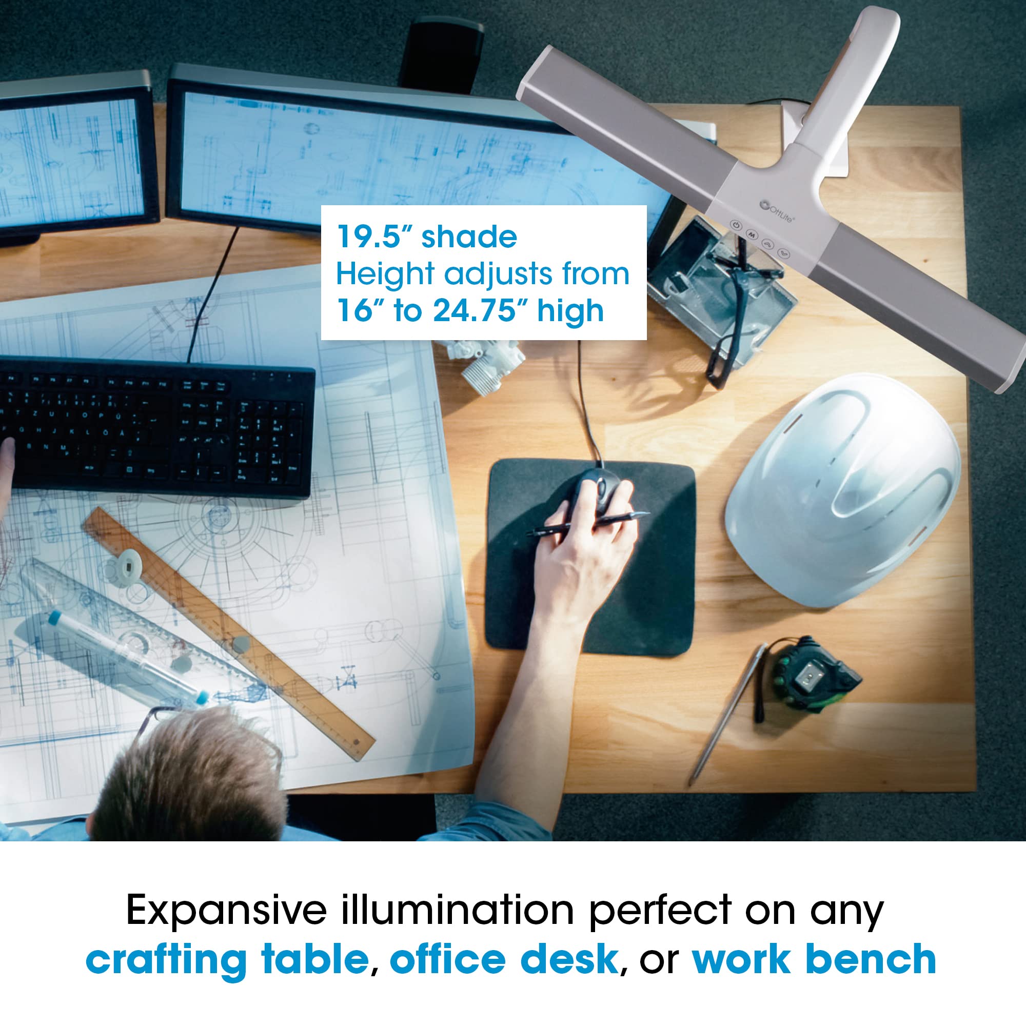 OttLite LED Clamp Desk Lamp - 3 Color Temperatures for Home & Office