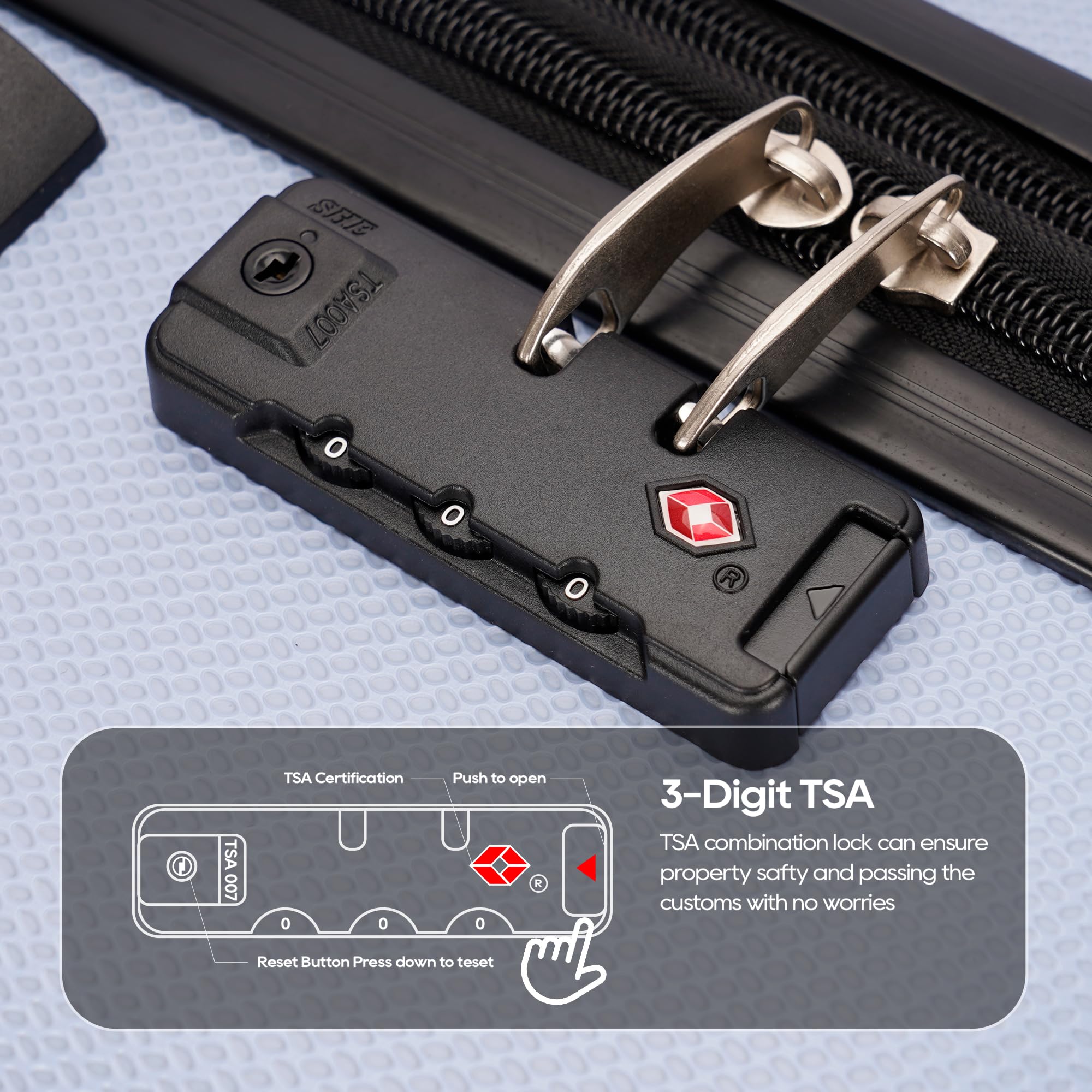 3-Piece Expandable ABS Hardshell Suitcase Set with Spinner Wheels & TSA Lock - 20/24/28 Inch Light Blue Luggage for Family Travel, Airplane Carry-On, Business Trips & Vacation Packing
