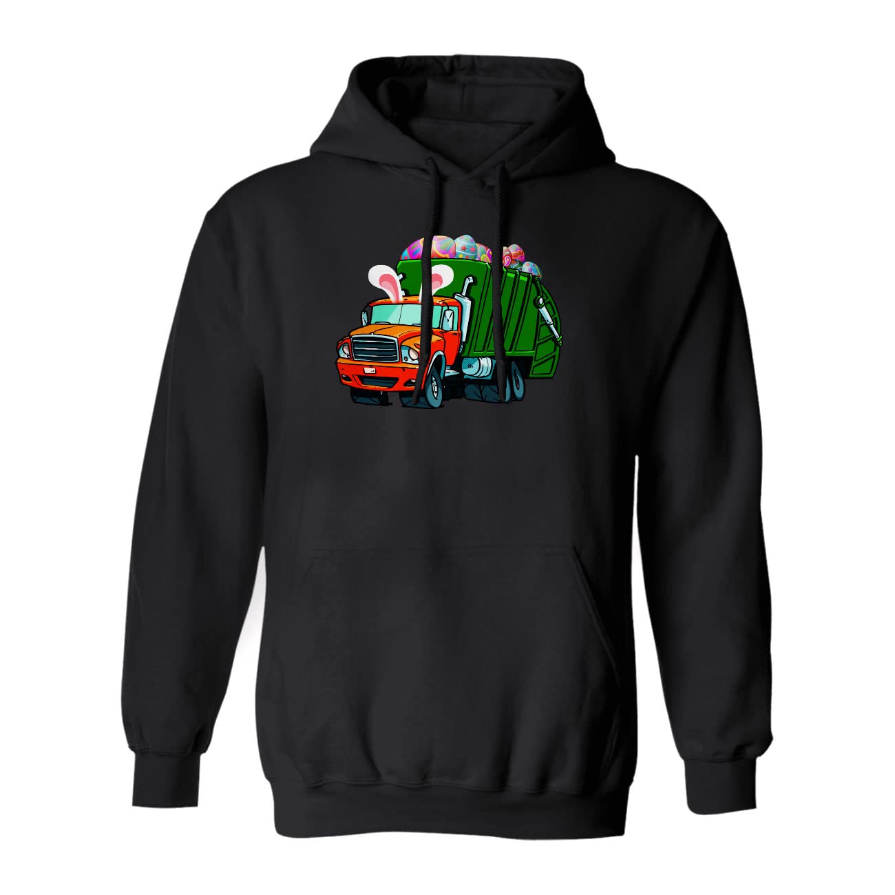 Funny Bunny Garbage Truck Easter Hoodie - Cute Easter Egg Hunting Matching Team Sweatshirt for Couples & Friends | Perfect for Easter Parties, Family Gatherings and Spring Festivals