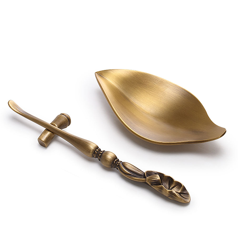Handmade Brass Tea Holder with Lotus Spoon - Elegant Tea Accessories for Loose Leaf Tea, Perfect for Tea Ceremonies, Home Decor & Gifting