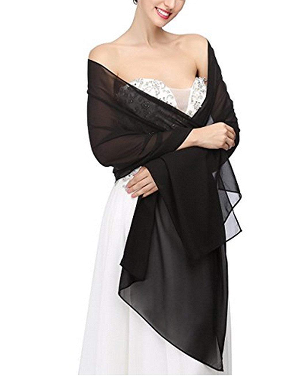 Elegant Chiffon Bridal Shawl Wrap - Soft Stole for Wedding & Evening Dresses