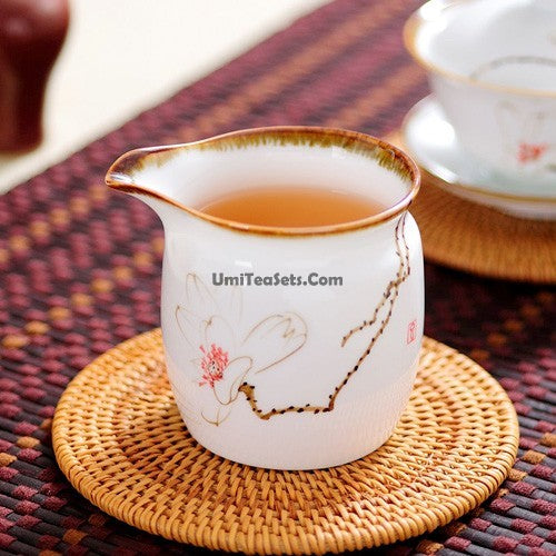 White Porcelain Lotus Fair Cup - Elegant Tea Cup for Chinese Tea Ceremony, Perfect for Home, Office, and Gifts - Handcrafted Ceramic Tea Set for Relaxation and Meditation