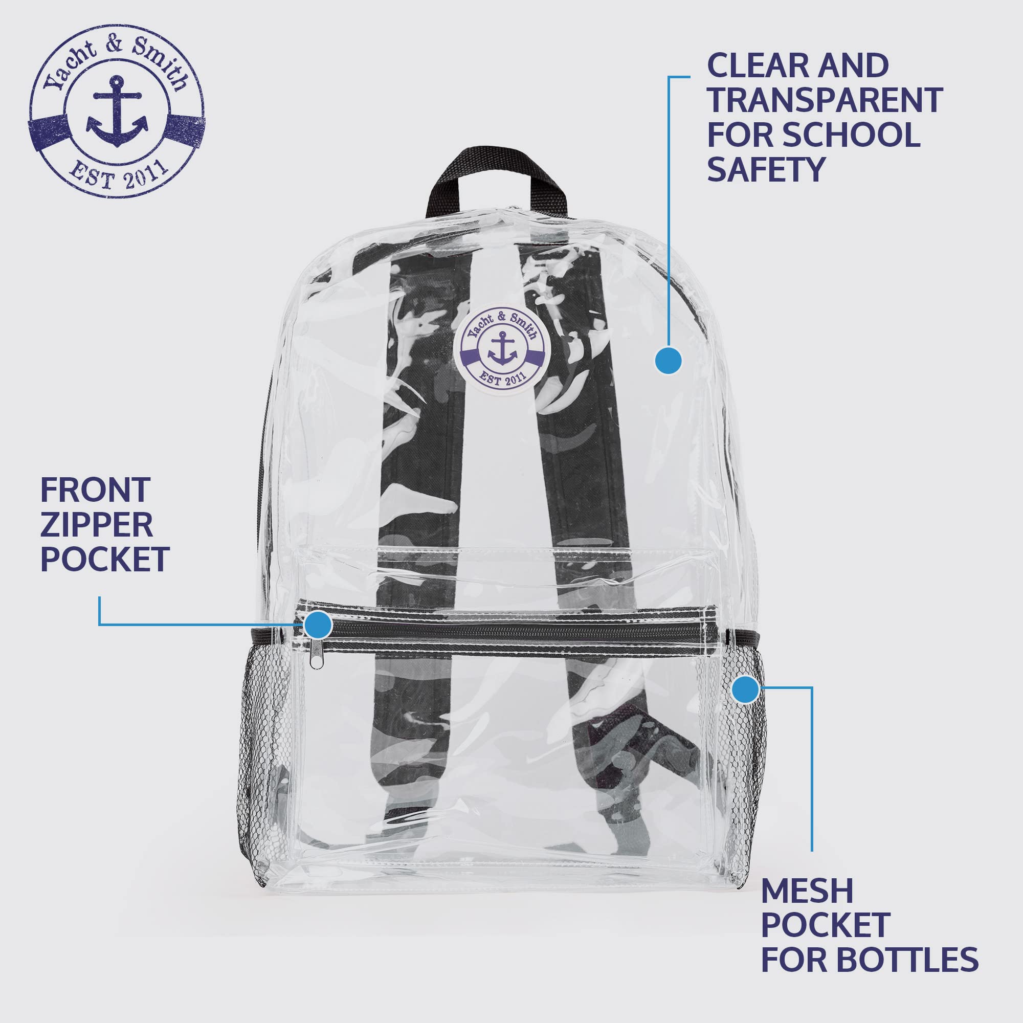 12 Pack 17 Inch Wholesale Kids Backpacks - Water Resistant School Bags for Boys & Girls - Bulk Children's Knapsacks (Clear with Black Trim) - Perfect for Elementary School, Day Trips & Outdoor Adventures