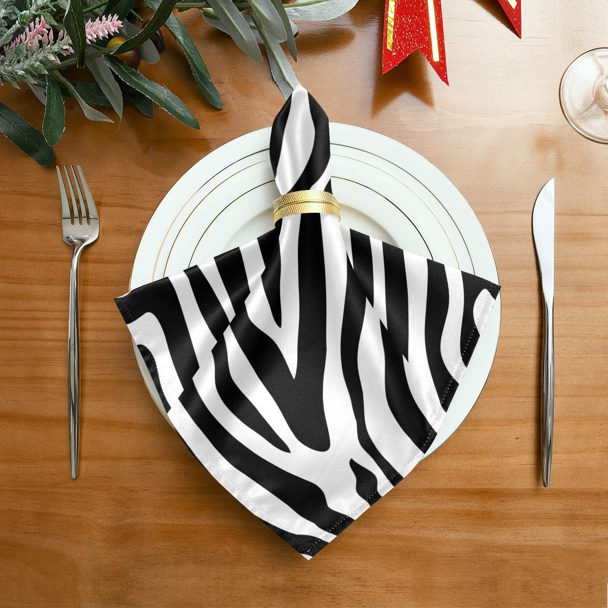 Bardic 6-Pack Zebra Print Cloth Napkins 20x20 Inch - Reusable & Washable Dinner Napkins for Holiday Parties, Restaurants, Banquets & Everyday Dining - Elegant Table Linens for Formal Events & Home Decor