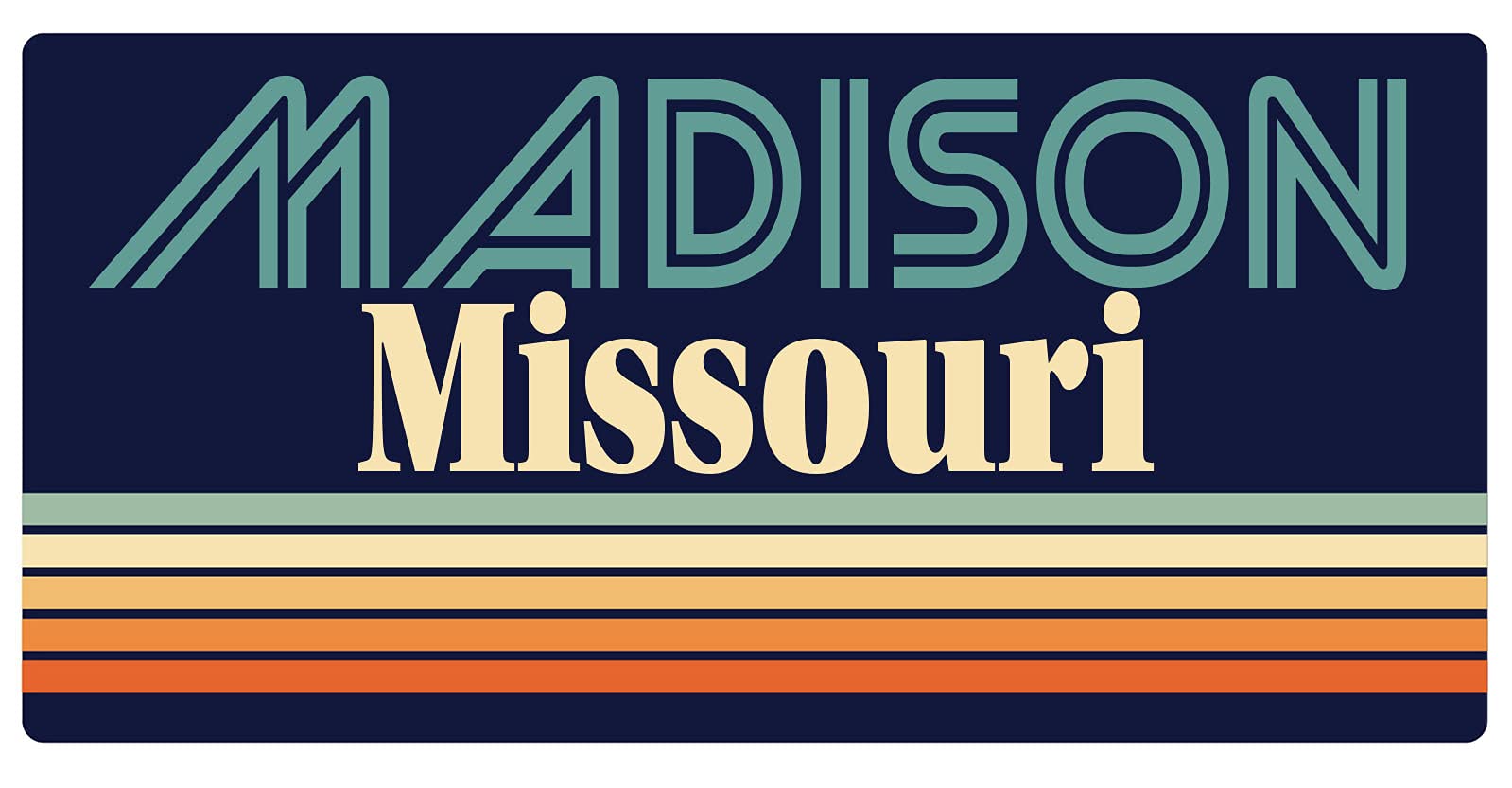 Madison Missouri 5 x 2.5-Inch Retro Fridge Magnet - Vintage Style Decorative Magnet for Refrigerators, Lockers & Metal Surfaces - Perfect for Kitchens, Offices & Dorm Rooms