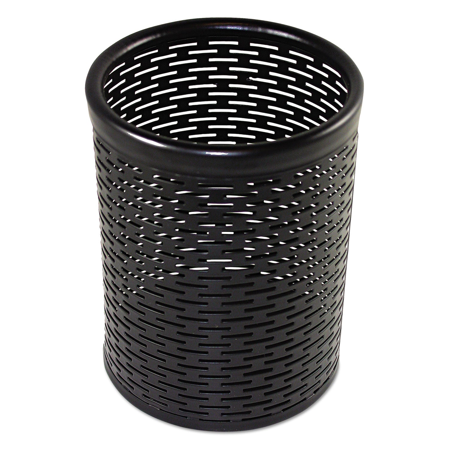 Artistic® Urban Collection Black Metal Pencil Cup with Punched Design - 3.5