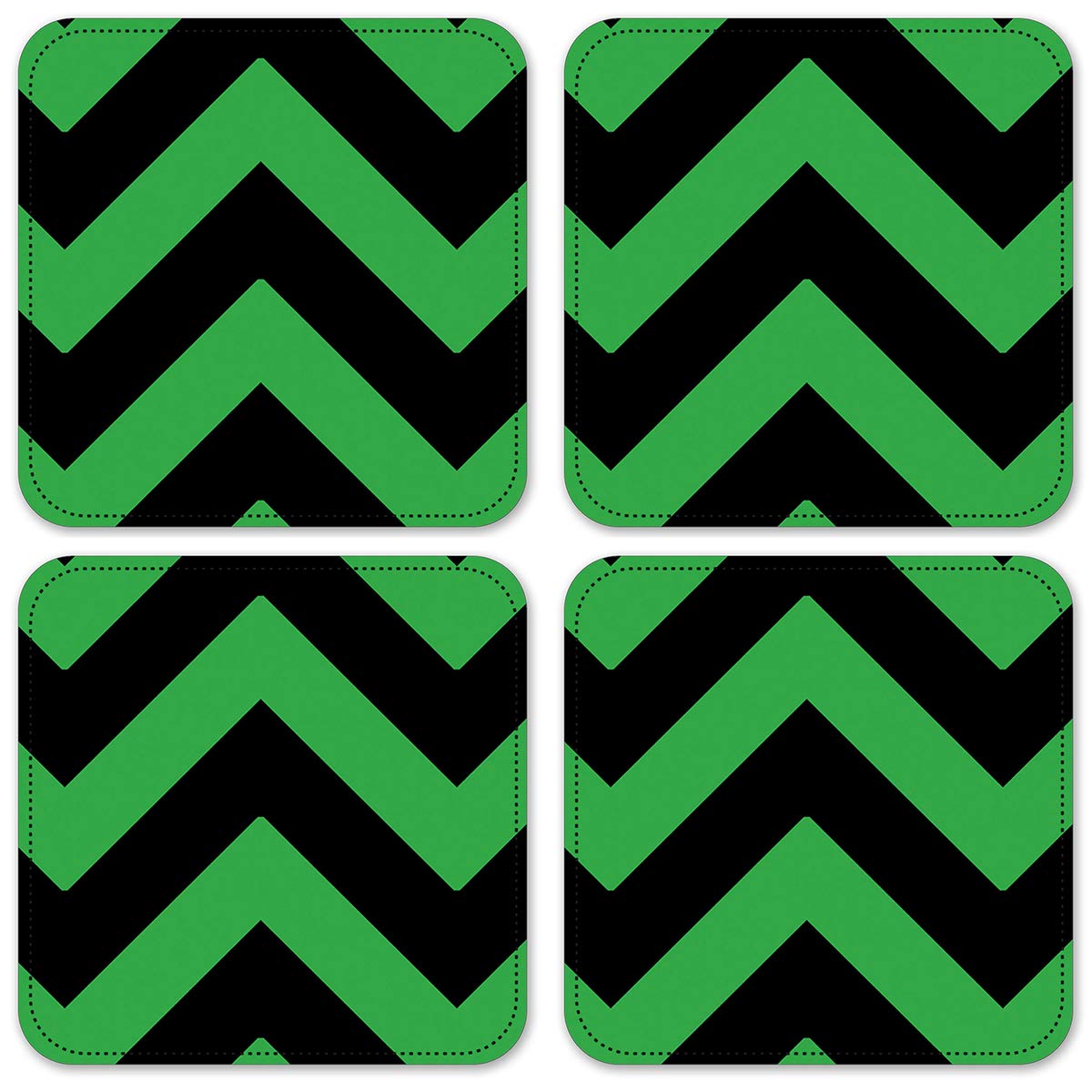 Premium Vinyl Drink Coasters Set of 4 - Non-Slip Chevron Design for Coffee Tables, Bars & Home Decor - Waterproof & Durable Table Protectors