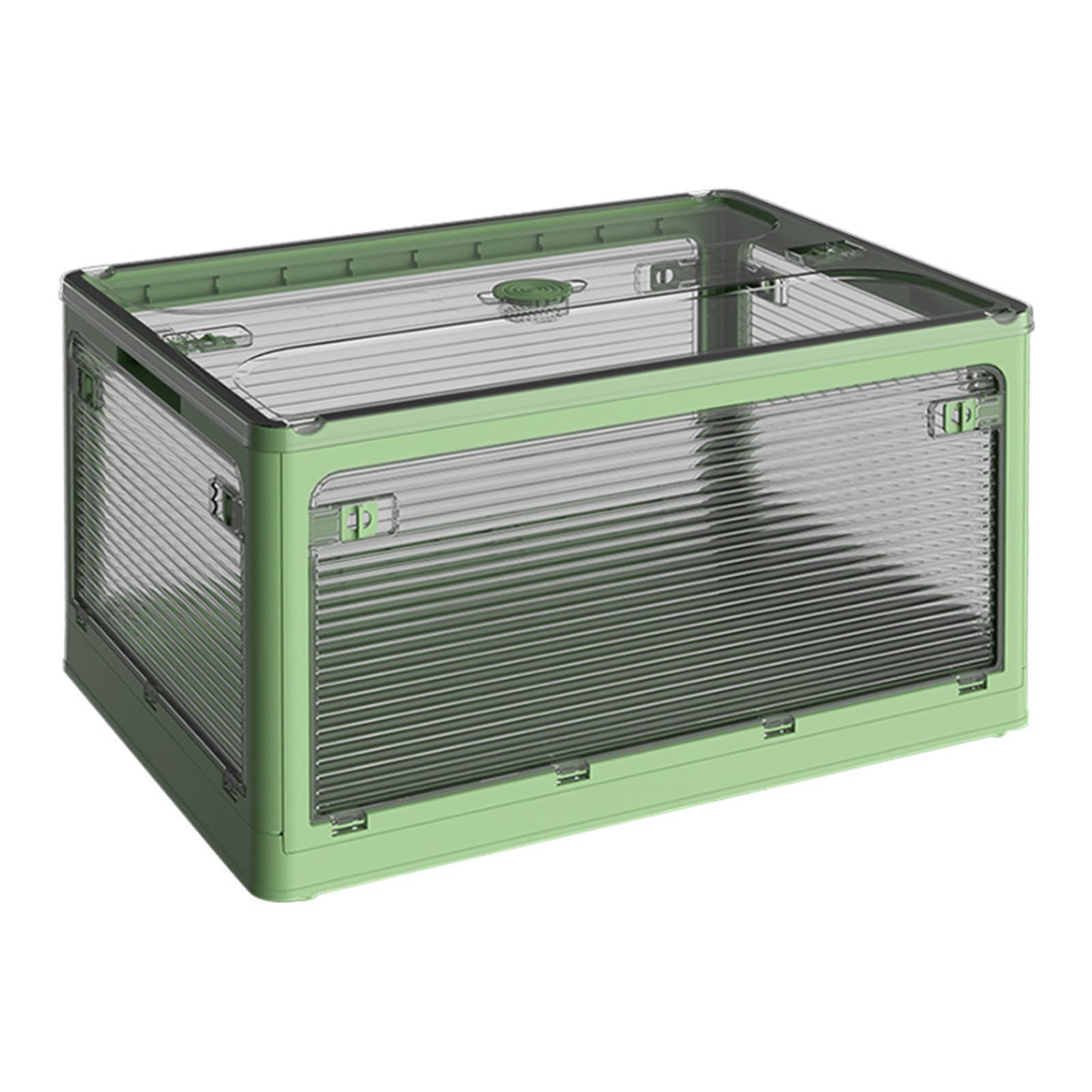 MAYIBOX 20-120 Liter Stackable Folding Plastic Storage Bins with Lids - Space Saving Home & Office Organization for Closet, Garage, Pantry (3-Piece Set, Green, Large)