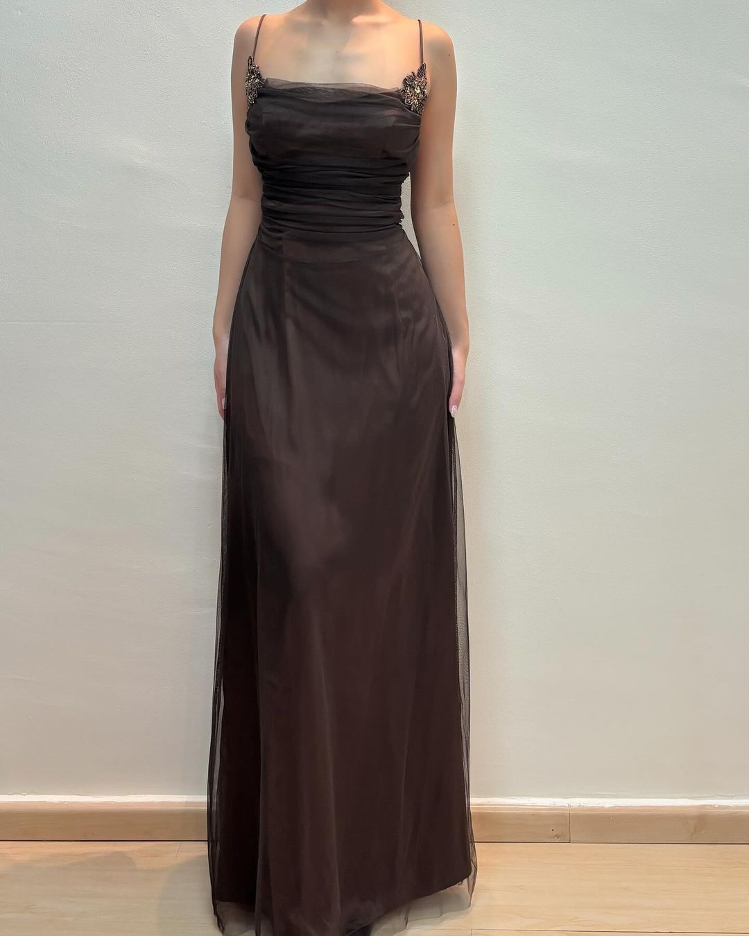 Elegant Long Prom Dress with Coffee Sheath - Formal Evening Gown for Homecoming, Wedding & Special Occasions | Style J3144