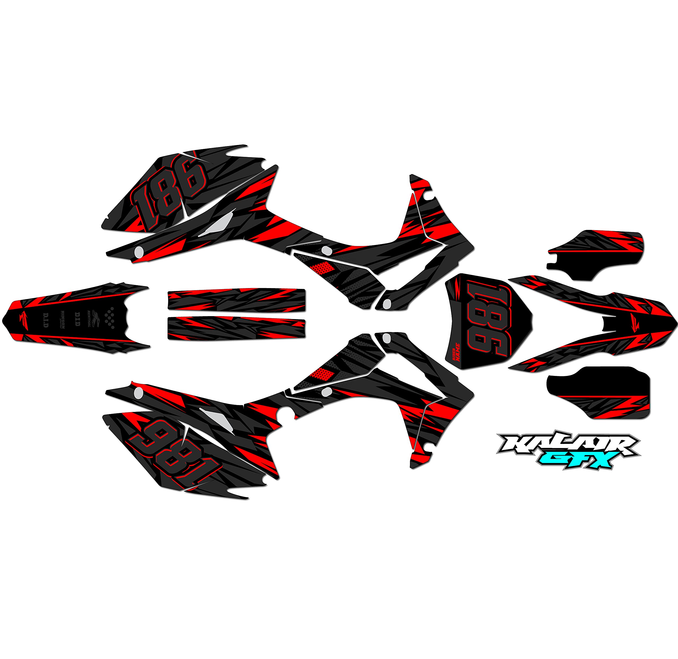Honda CRF450R (2013-2016) Twitch Series Red 9 Mil Graphics Kit - Dirt Bike Motorcycle Stickers, Motocross Racing Decals, Durable Vinyl Accessories for Pit Bikes & Off-Road Riding - Perfect for Track Racing, Trail Riding & Custom Bike Styling