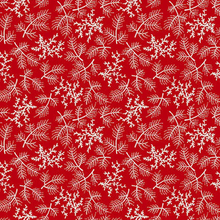 Buttermilk Basin Winter in Snowtown Fabric - Red Blowing Trees Textured Cotton Fabric by the Yard for Quilting, Home Decor & DIY Crafts
