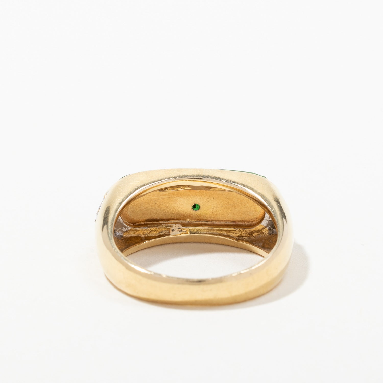 18K Yellow Gold Jadeite & Diamond Ring - 3.80ct Natural Jade with 0.06ctw Diamonds | Size 9.5 | Elegant Jewelry for Weddings, Anniversaries & Special Occasions