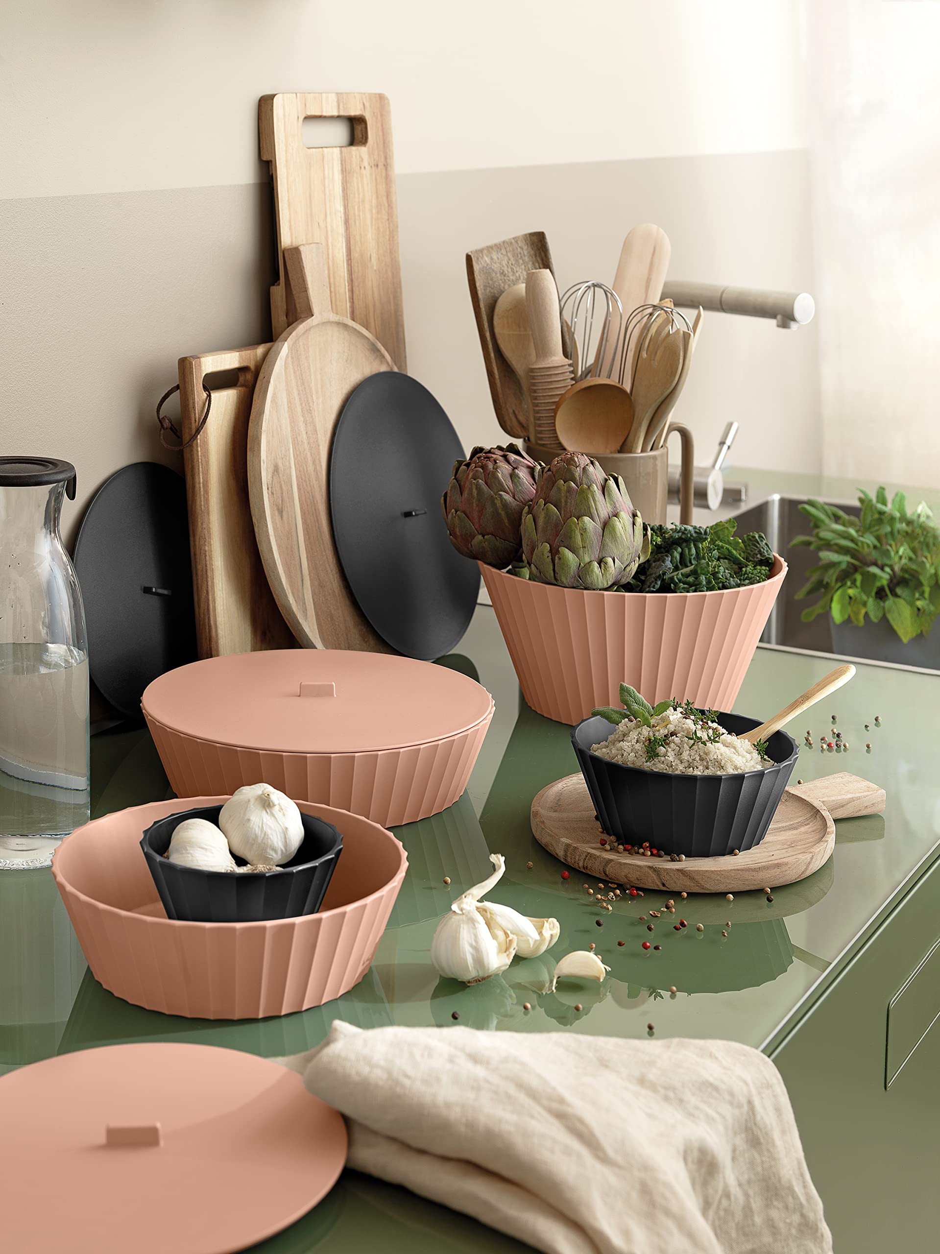 Hera Ceramic Bowl Large - Pink Sand Color, Elegant Dining & Serving Bowl for Salads, Pasta, Soup | Perfect for Home, Restaurant & Party Use