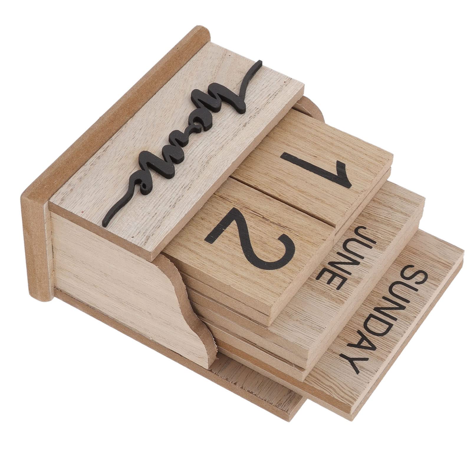 Huleo Sturdy & Durable Perpetual Wood Desk Calendar - Reusable Retro Office Organizer for Home, Work & School - Perfect for Planning, Scheduling & Productivity