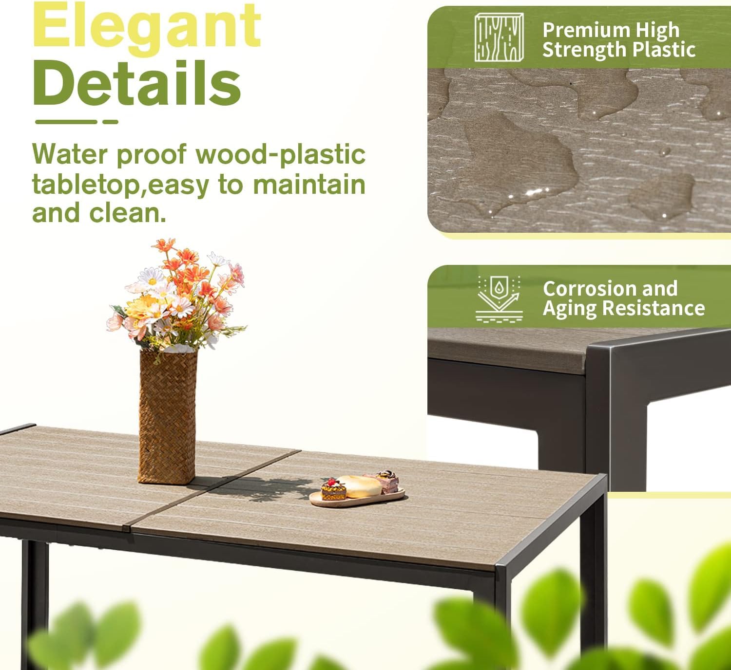 Homall 7-Piece Patio Dining Set - Outdoor Furniture with Large Table & 6 Textilene Chairs for Porch, Garden, Backyard - Brown Weather-Resistant Dining Set for Outdoor Entertaining