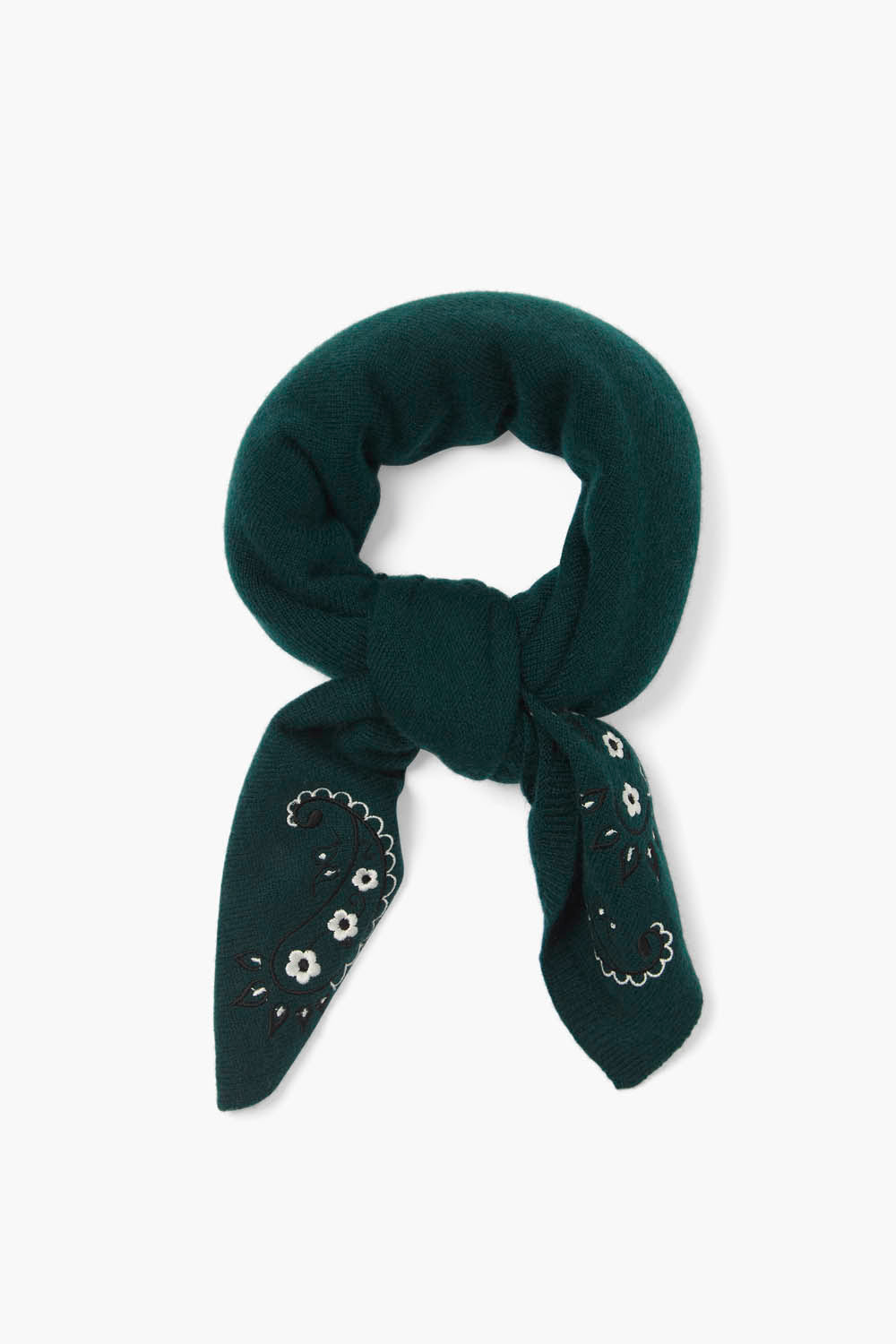 Premium Wool Cashmere Embroidered Bandana Scarf - Soft Green Winter Fashion Accessory for Women & Men - Perfect for Outdoor Activities, Travel and Cold Weather Protection