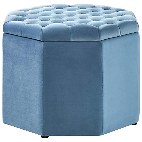 Blue Velvet Tufted Storage Ottoman - Home Decor & Seating Solution