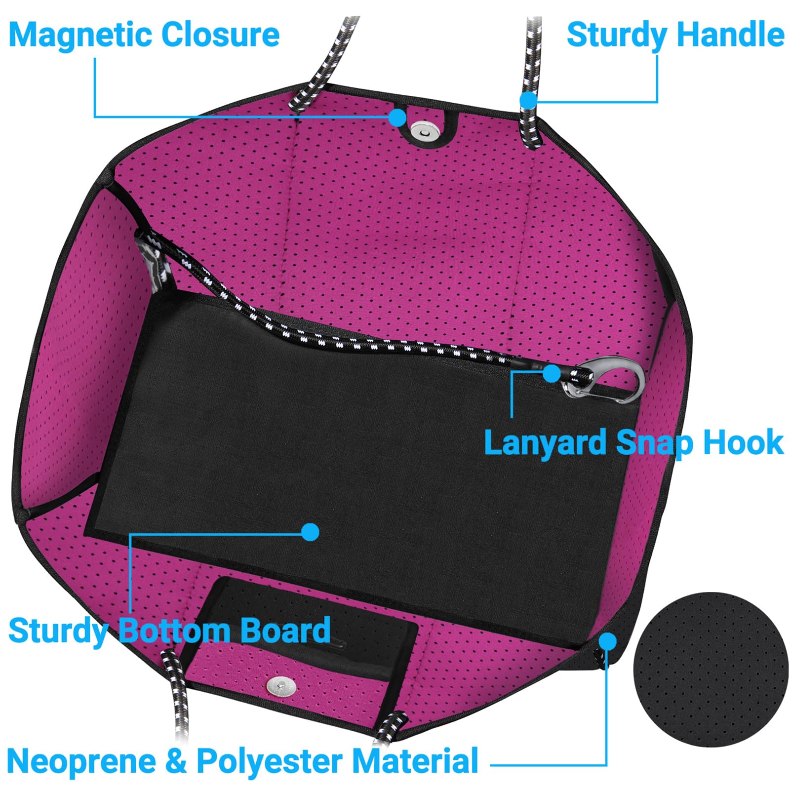 IBFUN Large Neoprene Tote Bag - Waterproof Multipurpose Beach Bag for Women with Inner Pocket | Perfect for Pool, Gym, Travel & Shopping