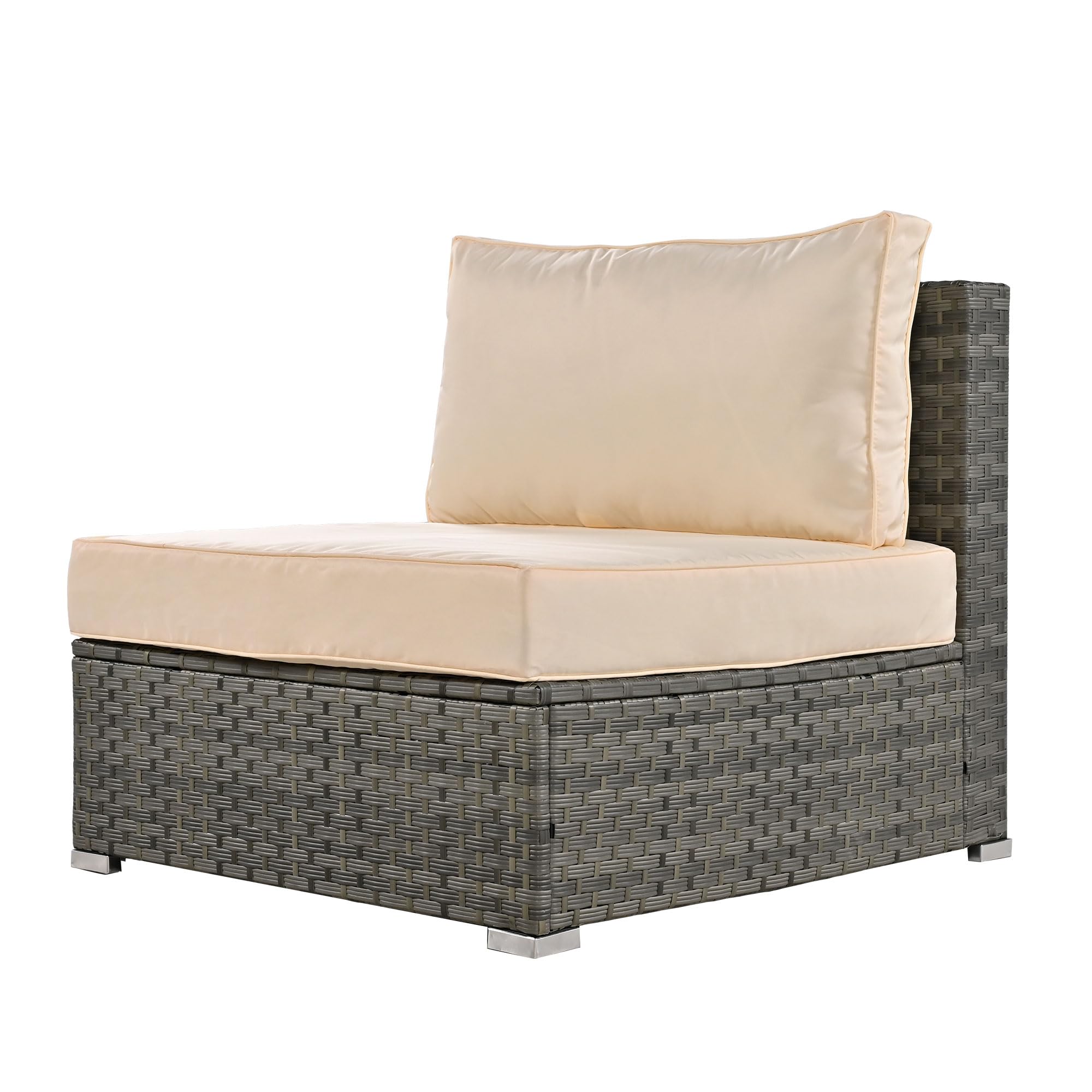 Harper & Bright Designs 6-Piece All-Weather Outdoor Patio Furniture Set - Rattan Wicker Sectional Sofa with Ottoman, Cushions & Trays in Beige - Perfect for Backyard, Garden, Poolside & Terrace Relaxation