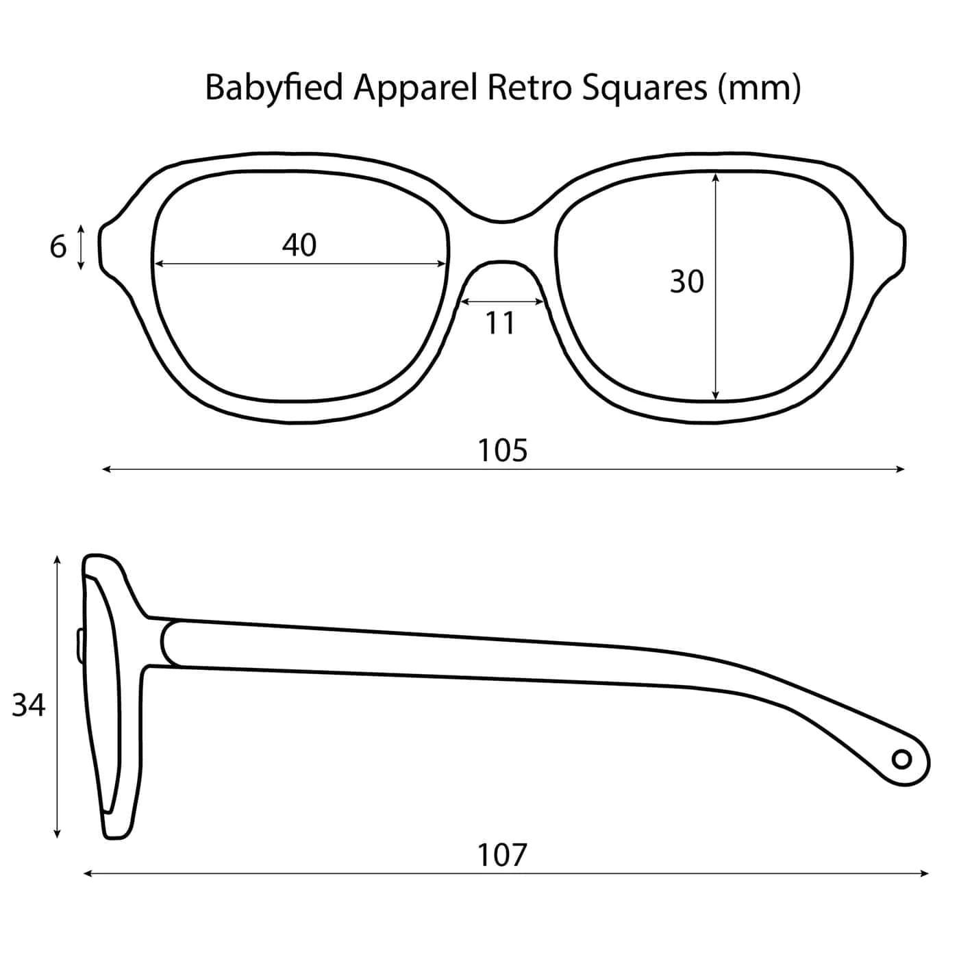 Babyfied Apparel Retro Square Sunglasses - Glossy Black for 0-24 Months | UV Protection for Infants & Toddlers | Perfect for Beach, Park & Outdoor Activities