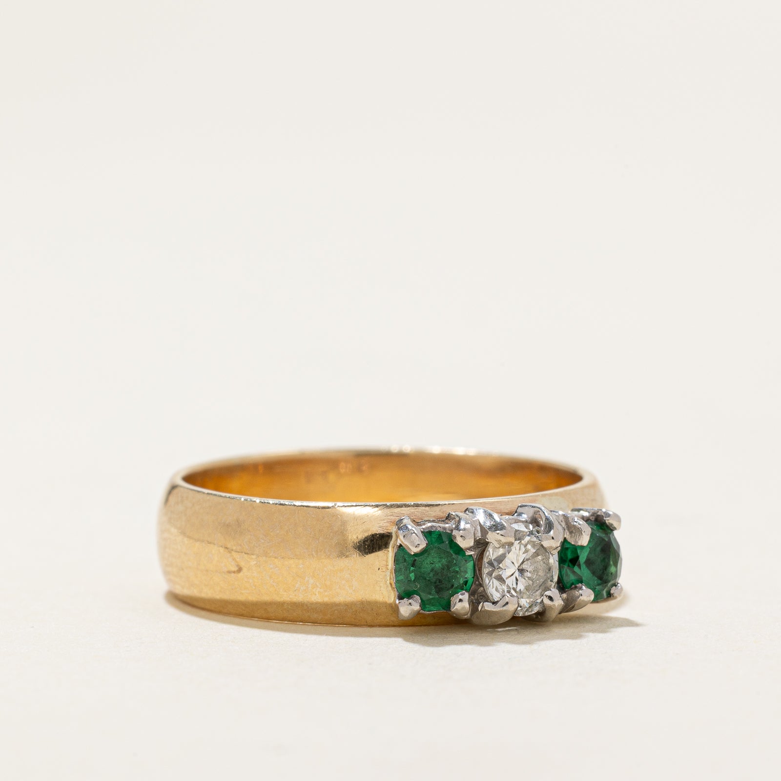 Three Stone Synthetic Spinel & Diamond Ring | 0.24ctw Spinel & 0.30ctw Diamond | Size 7.75 | Elegant Engagement, Wedding, Anniversary Gift for Her