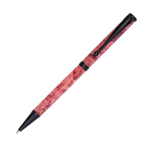 Lanier Pens Slimline Twist Pen - Black Enamel Finish - Premium Red Box Elder Wood - Elegant Writing Instrument for Office, Gifts & Special Occasions