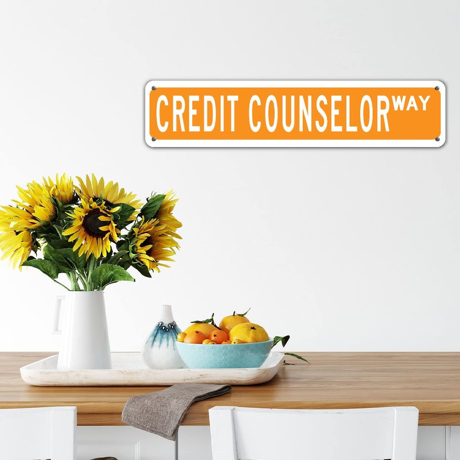 Custom Yellow Aluminum Street Sign - Credit Counselor Way - 4x18in Heavy Duty UV Protected for Office, Garden, Garage & Restaurant Decor - Perfect for Career Gifts, Birthday Presents & Outdoor Signage