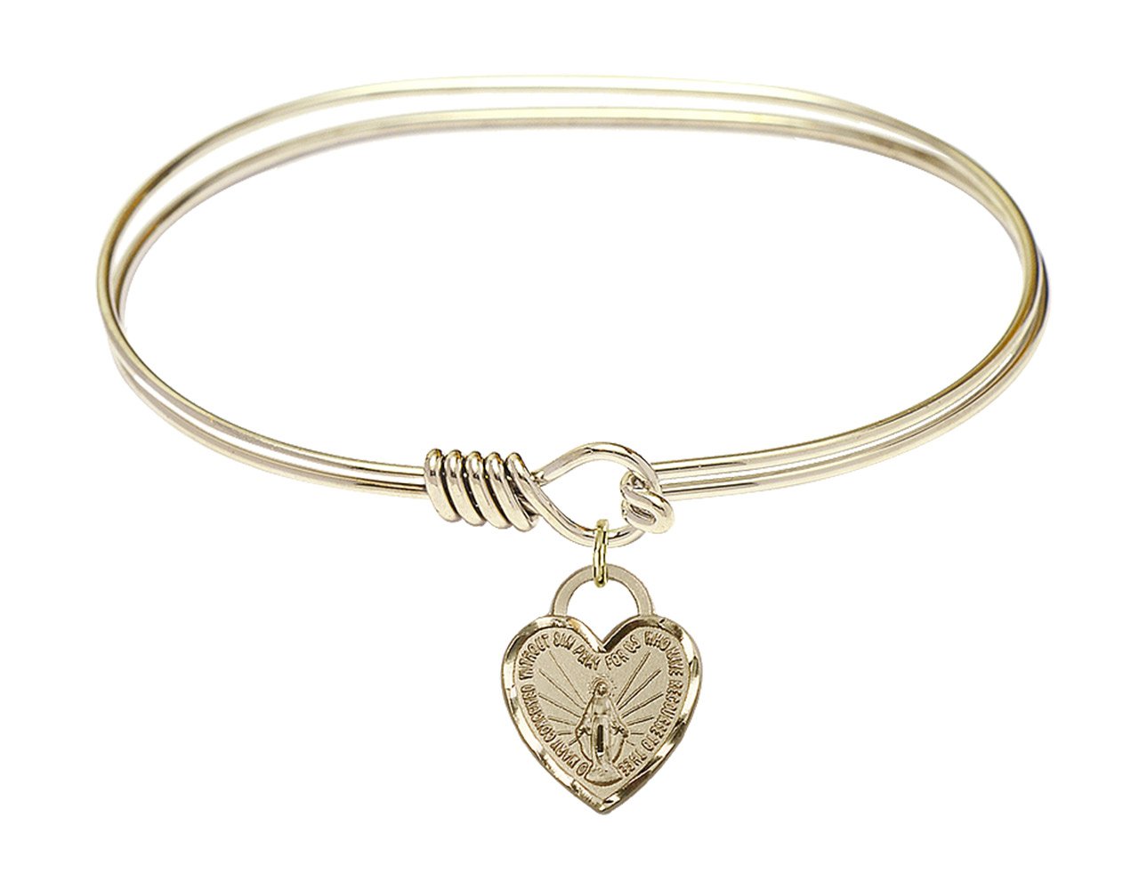 F A Dumont 7 Inch Oval Eye Hook Bangle Bracelet with Miraculous Heart Charm - Elegant Women's Jewelry for Valentine's Day, Anniversary & Special Occasions | Perfect Gift for Her, Romantic Date Night, Wedding Accessory & Everyday Fashion Statement