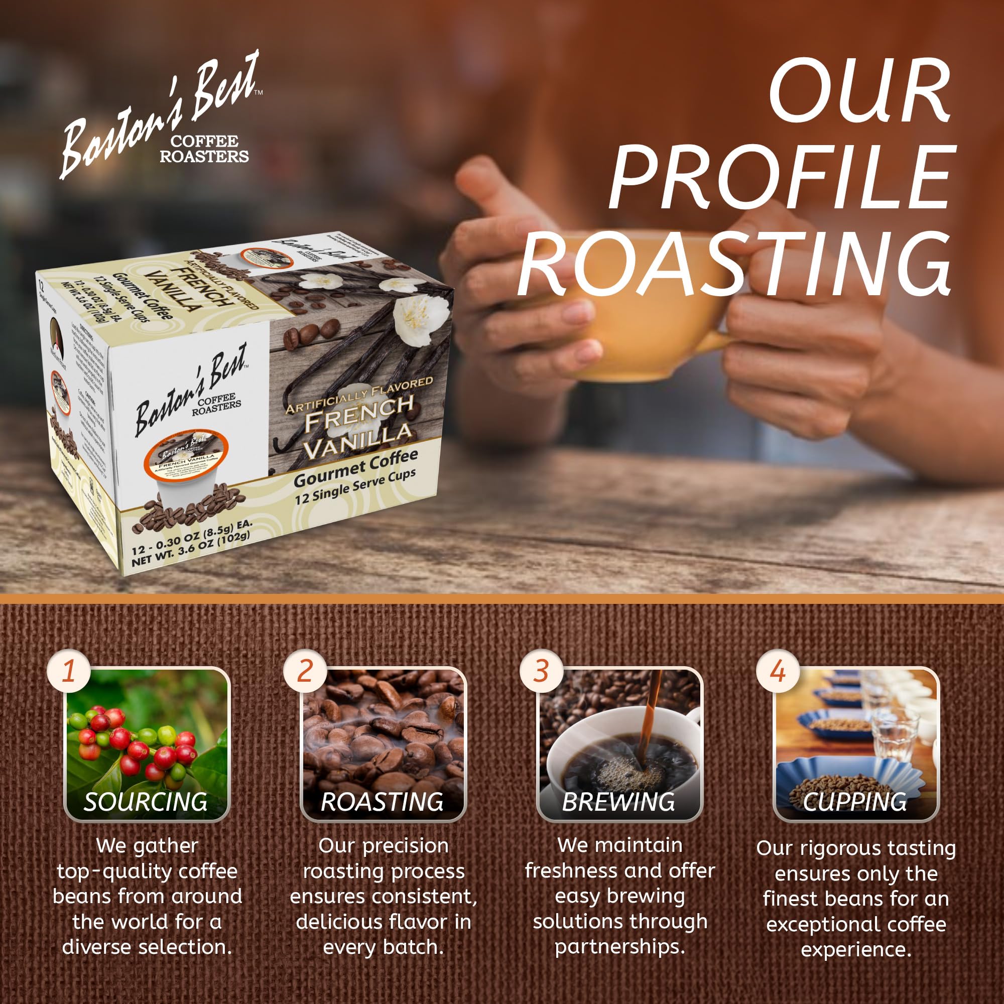 Boston’s Best French Vanilla Coffee - Medium Roast Gourmet K-Cup Pods (12 Count) for Keurig Brewers | Rich & Smooth Flavor | Perfect for Office, Home & Morning Coffee Break