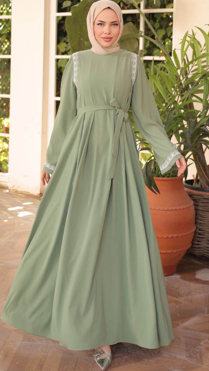 Elegant Nila Long Abaya Dress with Long Sleeves - Modest Muslim Women's Prayer Dress for Home & Mosque Wear