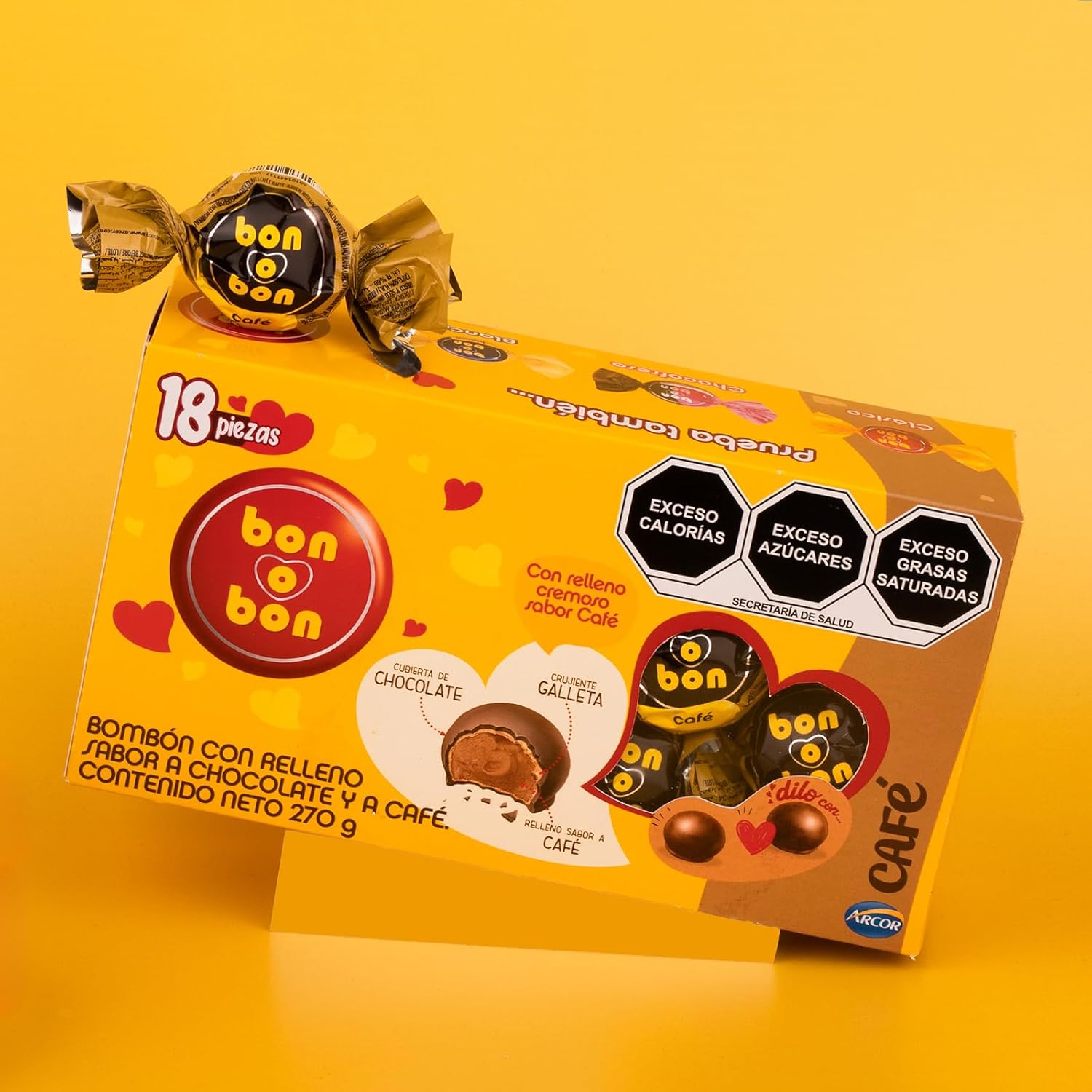 Arcor Bon O Bon Cafe Chocolate Candy - 18 Count Box | Delicious Coffee-Flavored Treats for Parties, Gifts & Snacking