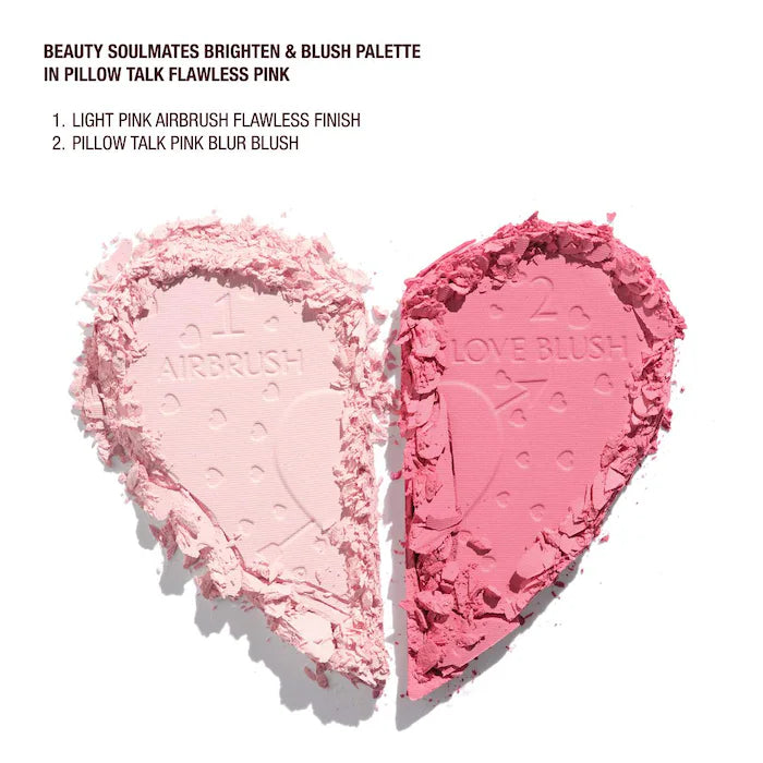 Charlotte Tilbury Pillow Talk Beauty Soulmates Airbrush Flawless Blush & Highlighter Duo - Natural Glow Makeup for Cheeks & Face - Perfect for Everyday Wear, Date Night & Special Occasions