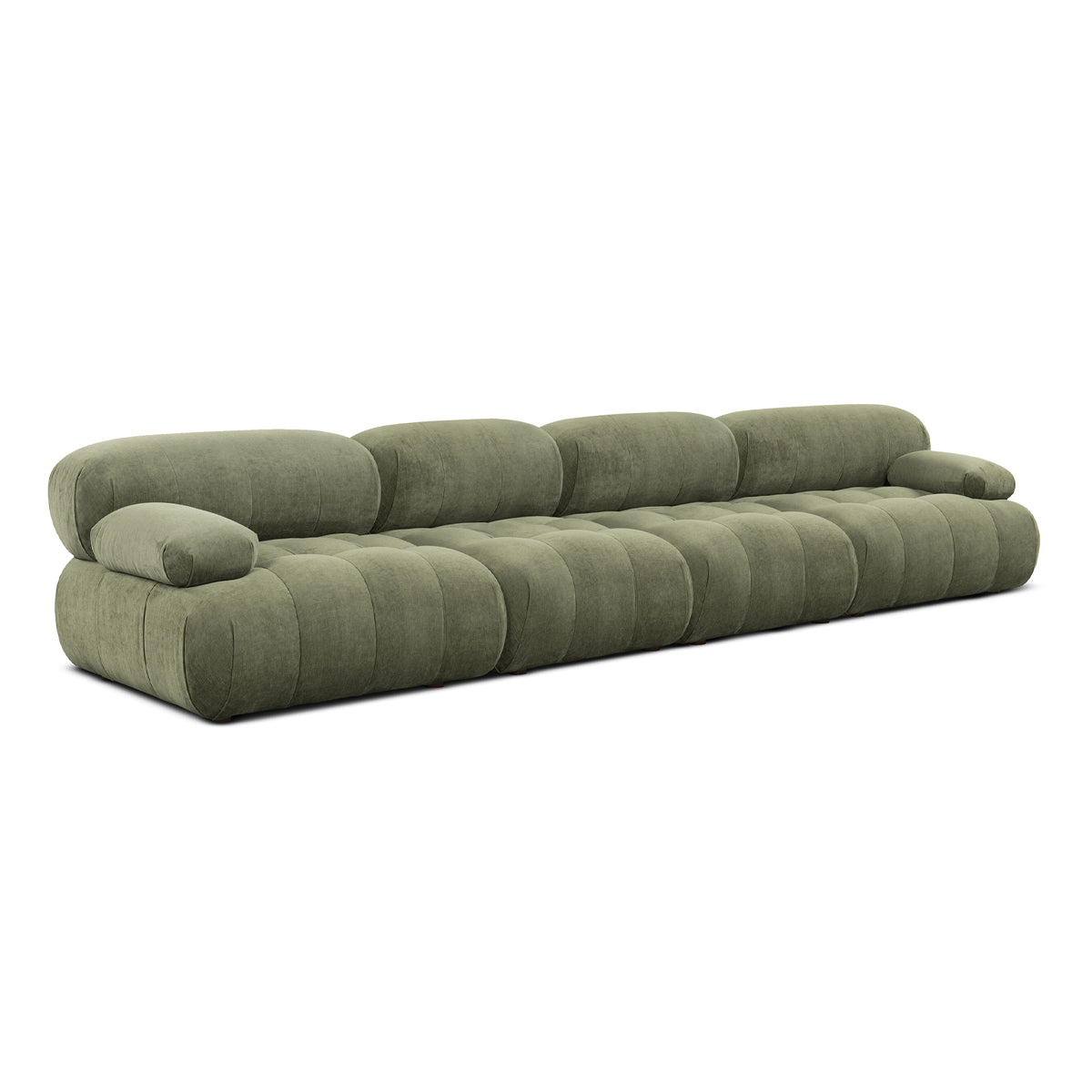 Bowie Textured Velvet 4-Seater Sofa in Olive Green - Luxurious Living Room Furniture for Modern Home Decor