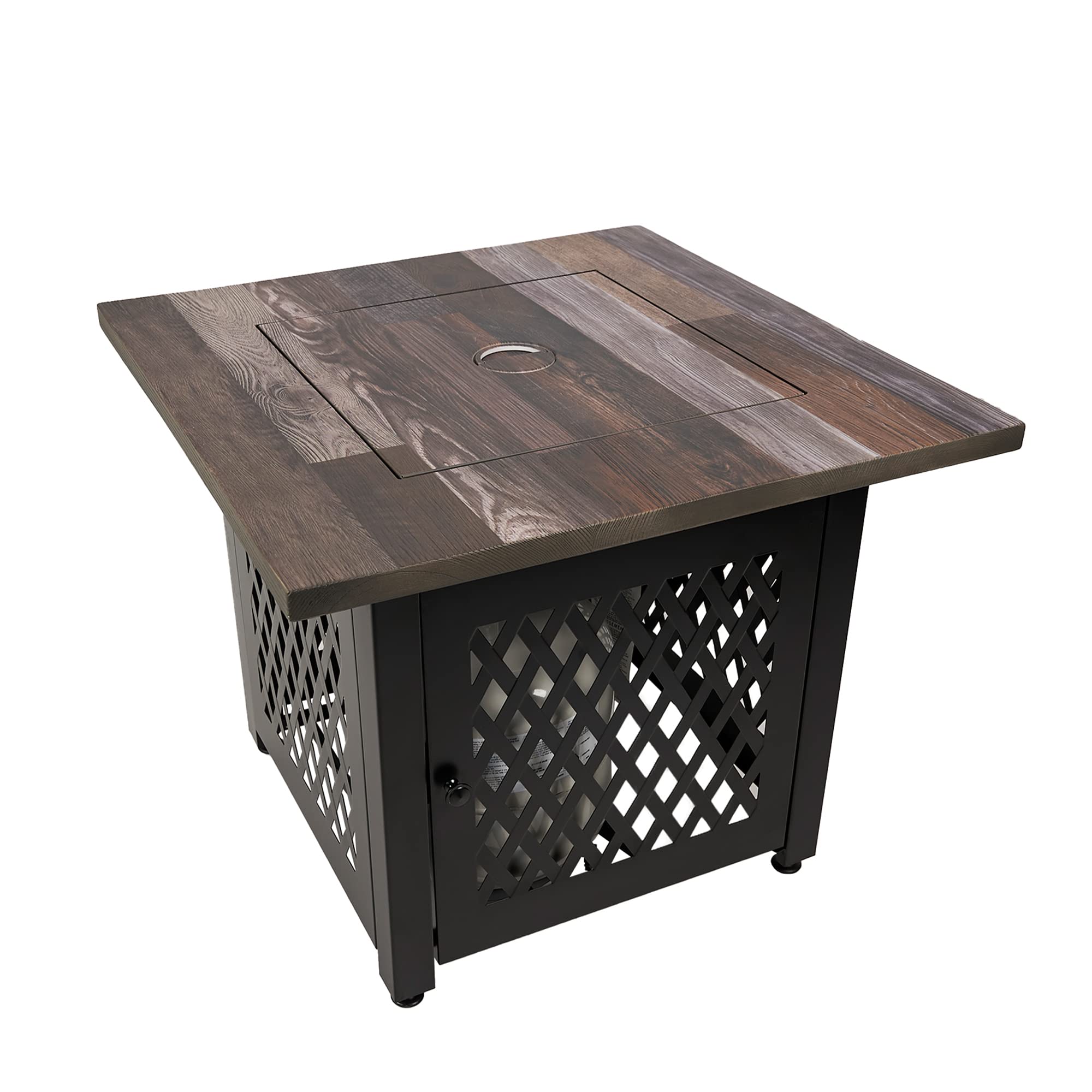 Endless Summer Nate 30 Inch Square Outdoor Fire Pit Table - 50,000 BTU LP Gas, UV Printed, Faux Wood Mantel & Stamped Steel Base - Multicolor - Perfect for Patio, Backyard, and Outdoor Gatherings