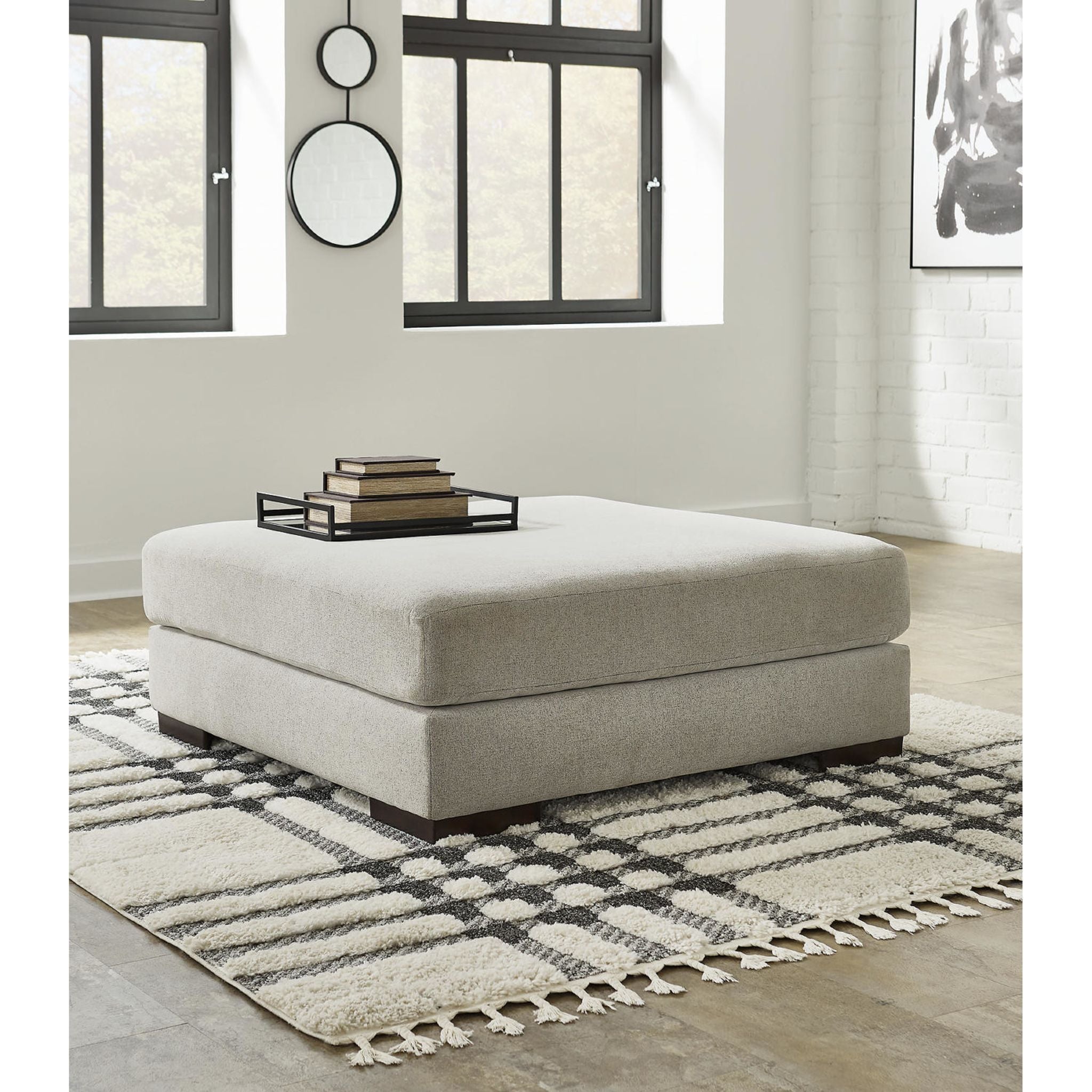 Artsie Oversized Accent Ottoman in Ash - Stylish Footrest & Extra Seating for Living Room, Bedroom or Office