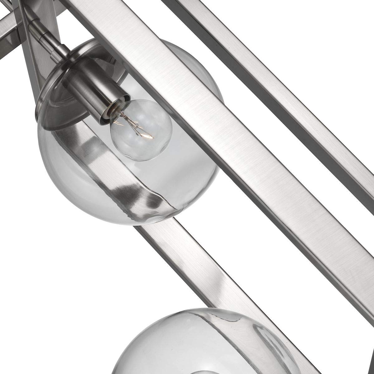 Atwell Collection 2-Light Clear Glass Modern Pendant Light Fixture in Brushed Nickel Finish - Perfect for Kitchen Island, Dining Room, and Entryway Lighting