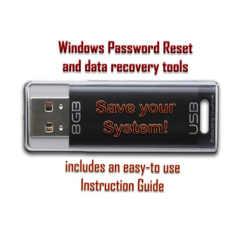 8GB USB Flash Drive with Password Reset & Data Recovery Tools - Essential for IT Support, System Recovery, and Emergency Data Access