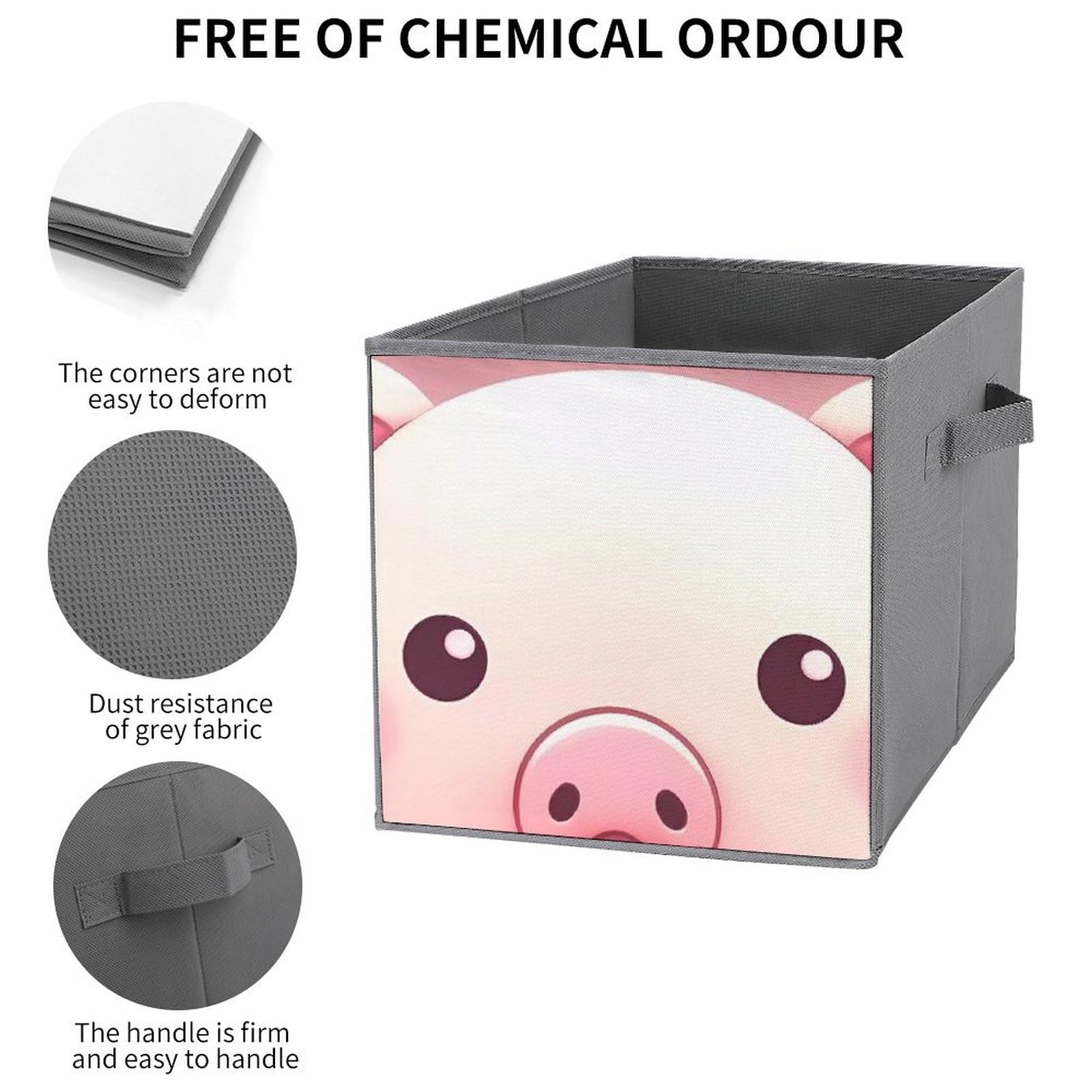 6-Pack Pink Cute Pig Collapsible Storage Bins with Handles - Large Closet Organizer Baskets for Clothing, Toys & Home Organization | Perfect for Bedroom, Nursery & Kids Room Storage Solutions