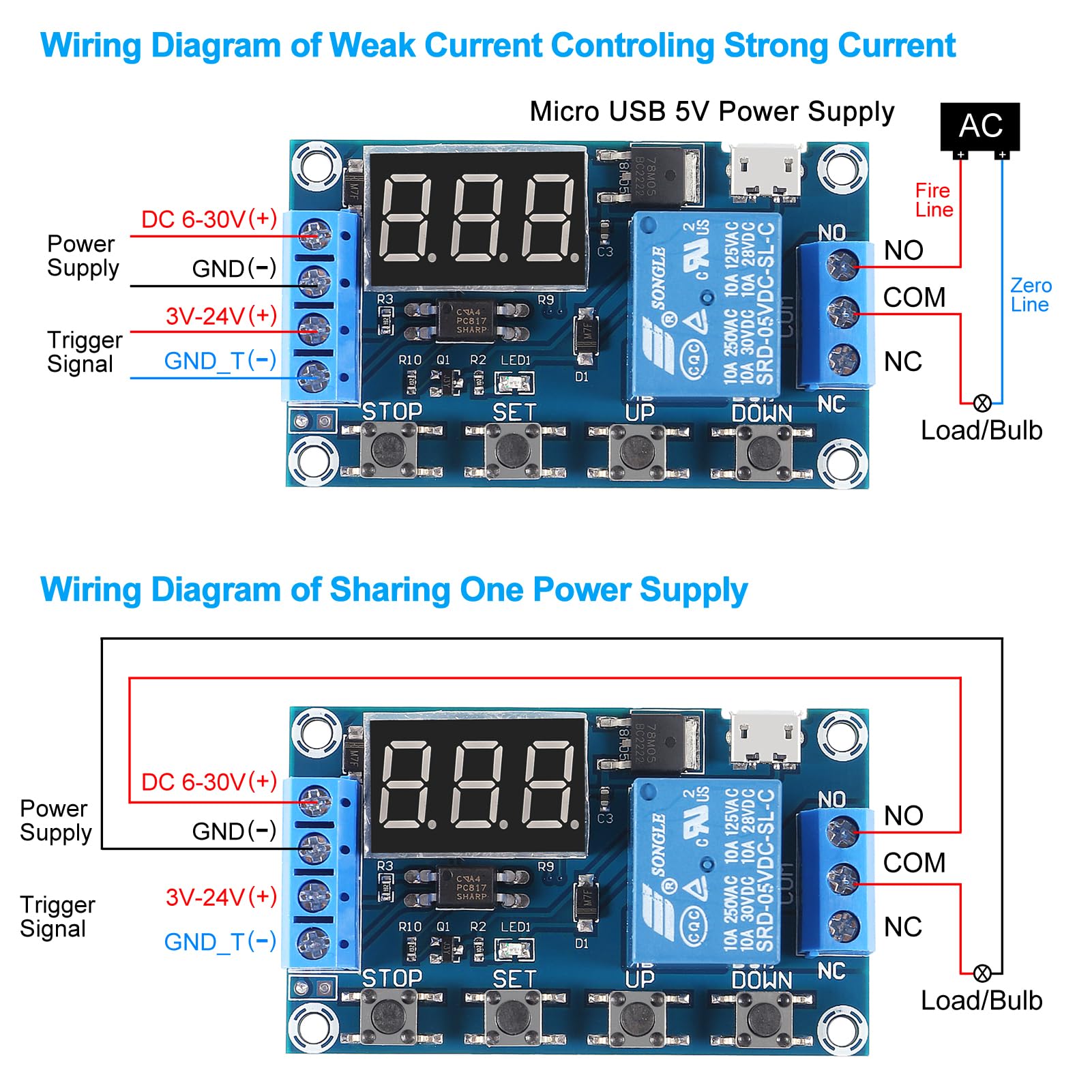 4PCS DC 6-30V Programmable Timer Relay Module with LCD Display - Adjustable Delay & Cycle Timer, Micro USB 5V Power - Smart Home Automation Controller for Lighting, Irrigation & Appliance Control