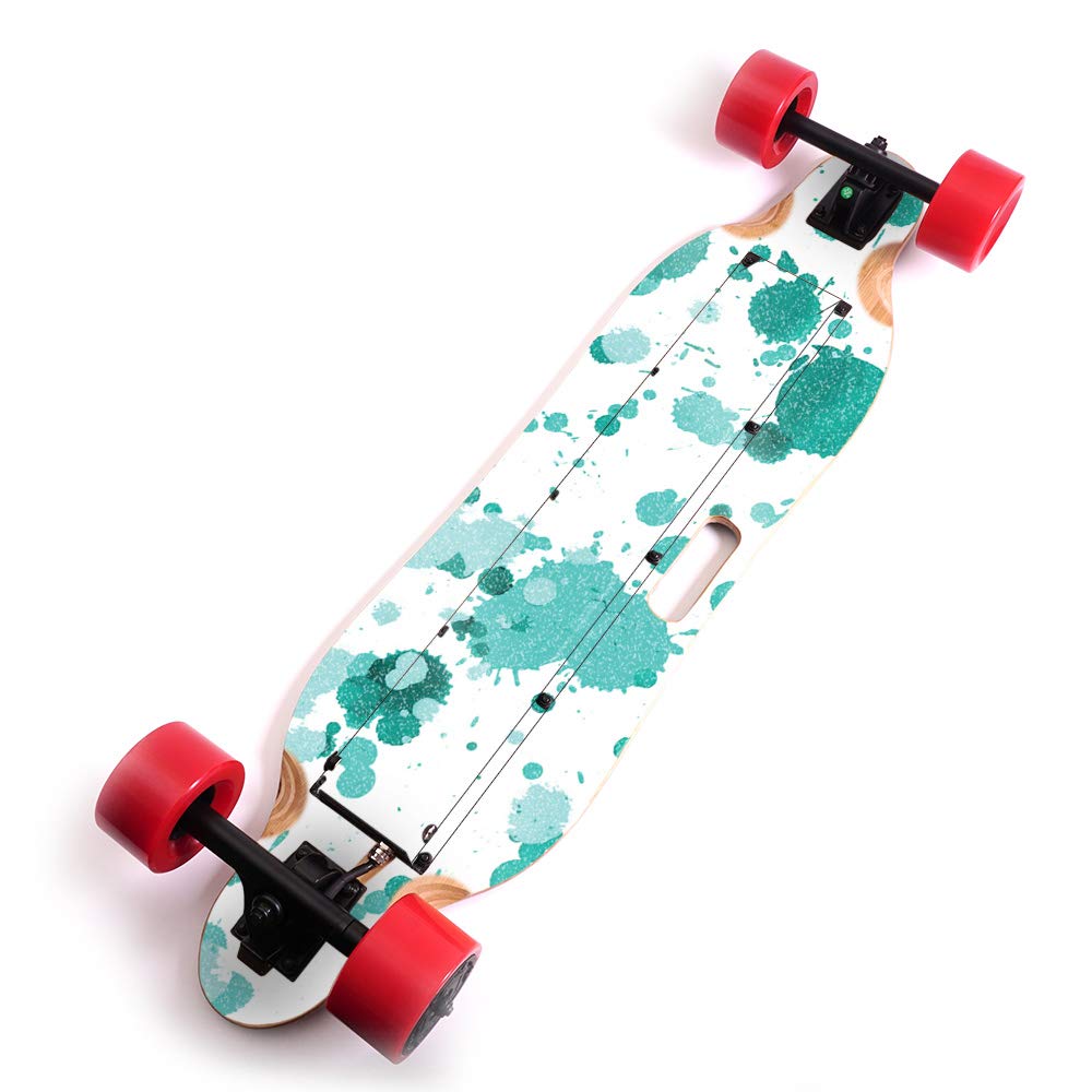 Blitzart Tornado Protective Glossy Glitter Skin - Teal Splatter Design | Durable High-Gloss Finish | Easy to Apply & Remove | Made in USA | Perfect for Skateboard & Scooter Customization