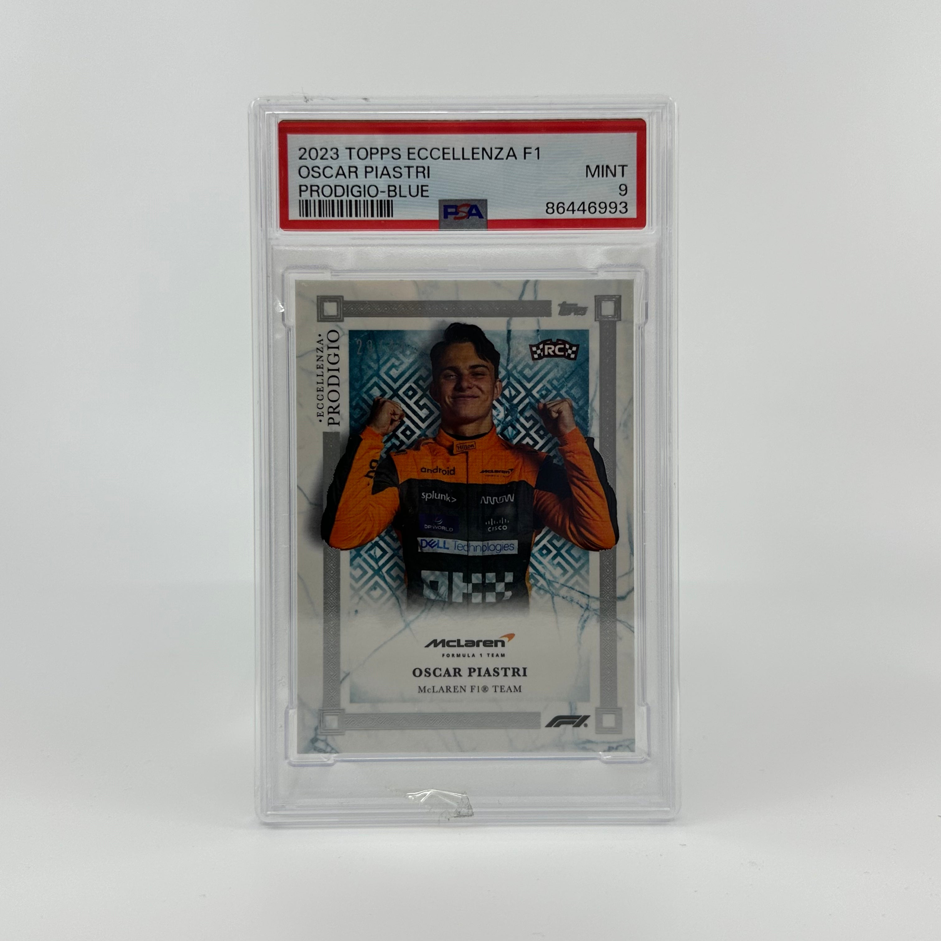 PSA 9 29/49 Oscar Piastri Blue Rookie Card RC - 2023 Topps Eccellenza F1 Prodigio Racing Collectible | Perfect for F1 Memorabilia Collections, Sports Card Investments & Motorsport Fans