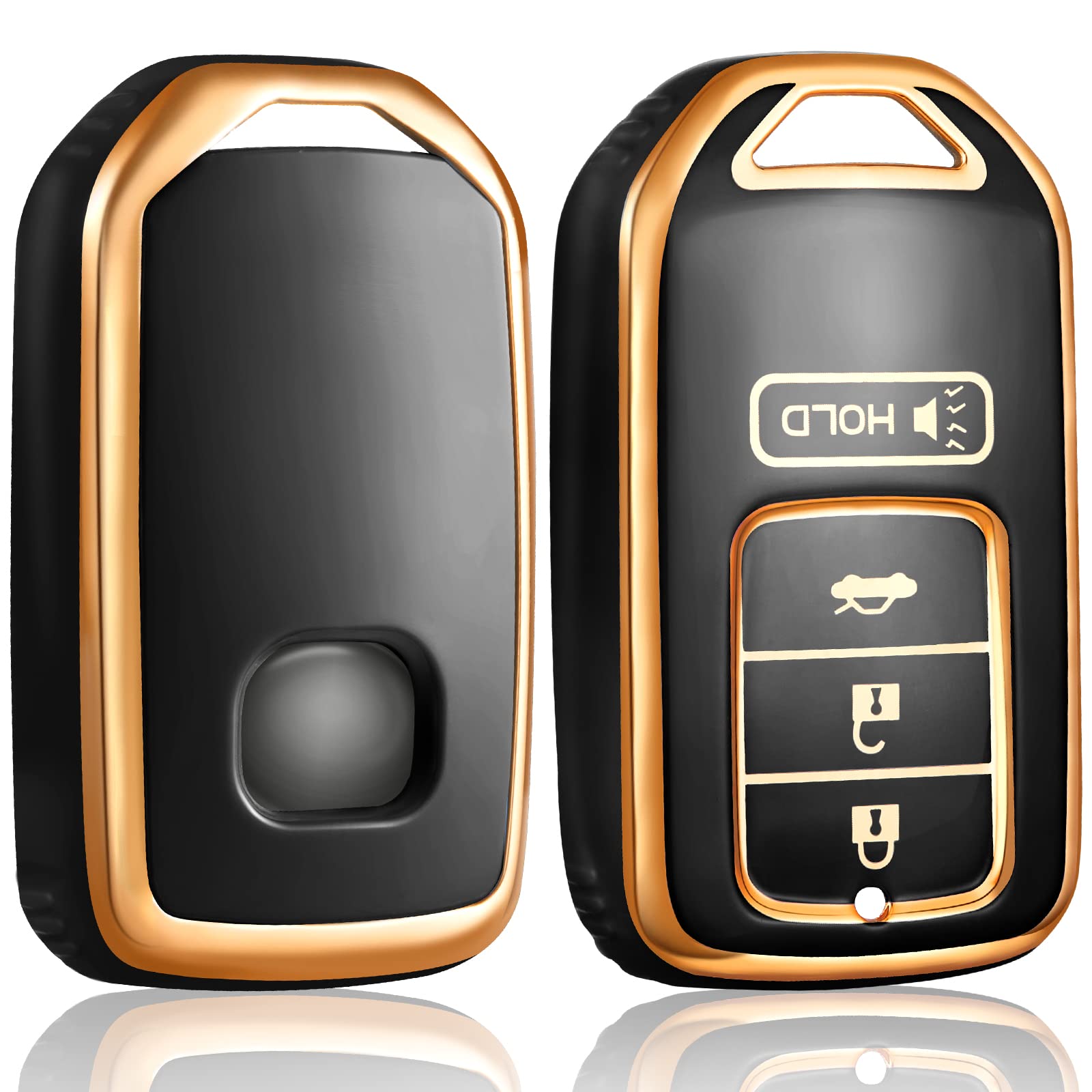 Honda Key Fob Cover (2013-2016 Accord, CR-V, Civic, Ridgeline) - 4 Button TPU Keychain Case (Black) | Durable Protection for Car Remote Accessories | Perfect for Daily Use & Travel