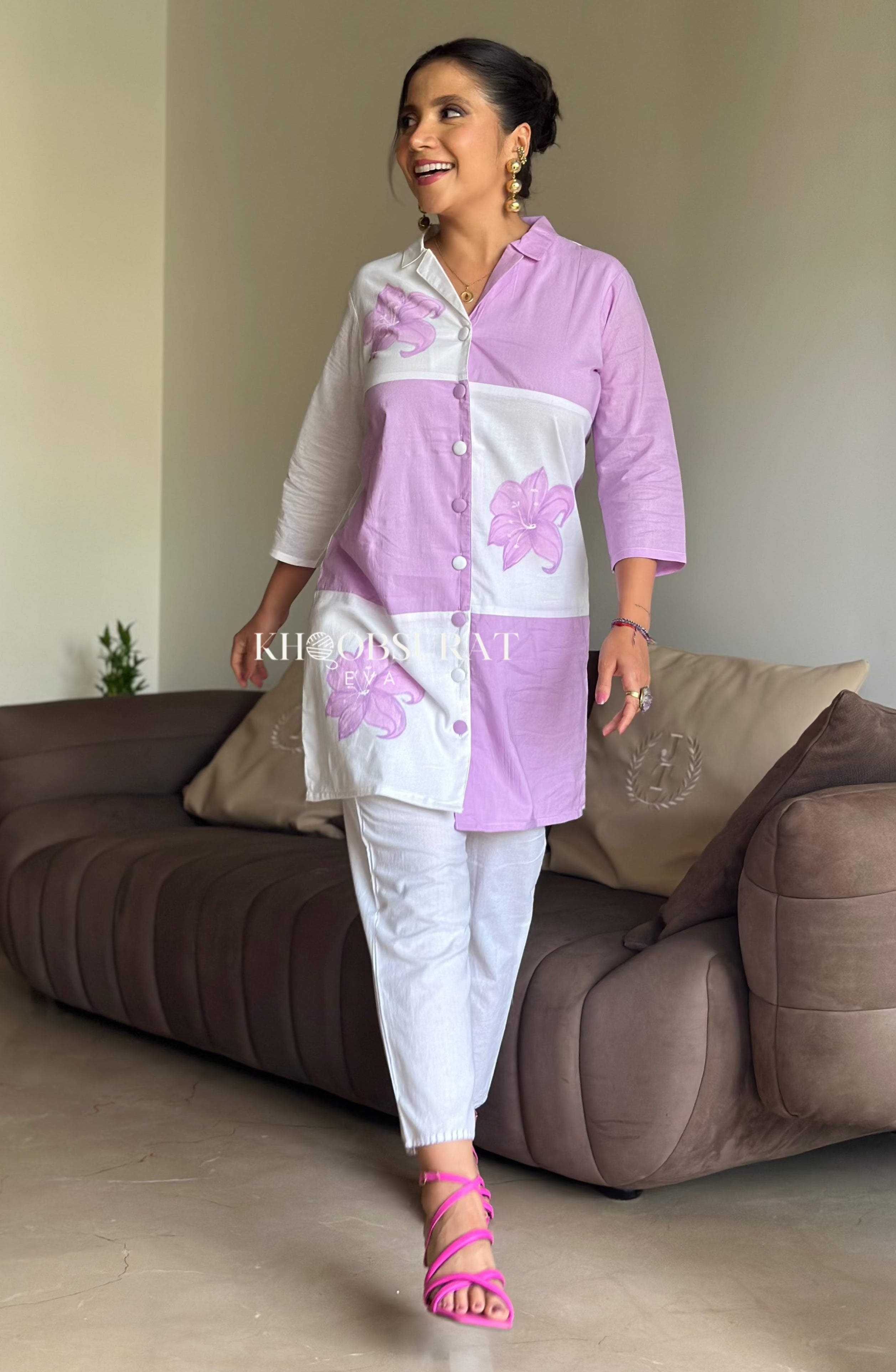 Stylish Purple Summer Co-Ord Set for Women | Trendy Matching Outfit | Perfect for Beach Vacations, Pool Parties & Summer Getaways