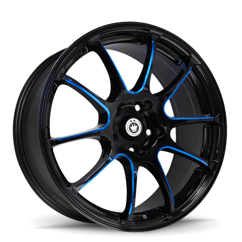 Konig Illusion 18x8 5x114.3 ET45 Black/Ball Cut Blue Alloy Wheels - Perfect for Honda Civic, Toyota Camry & Other Sedans - Upgrade Your Car's Style & Performance