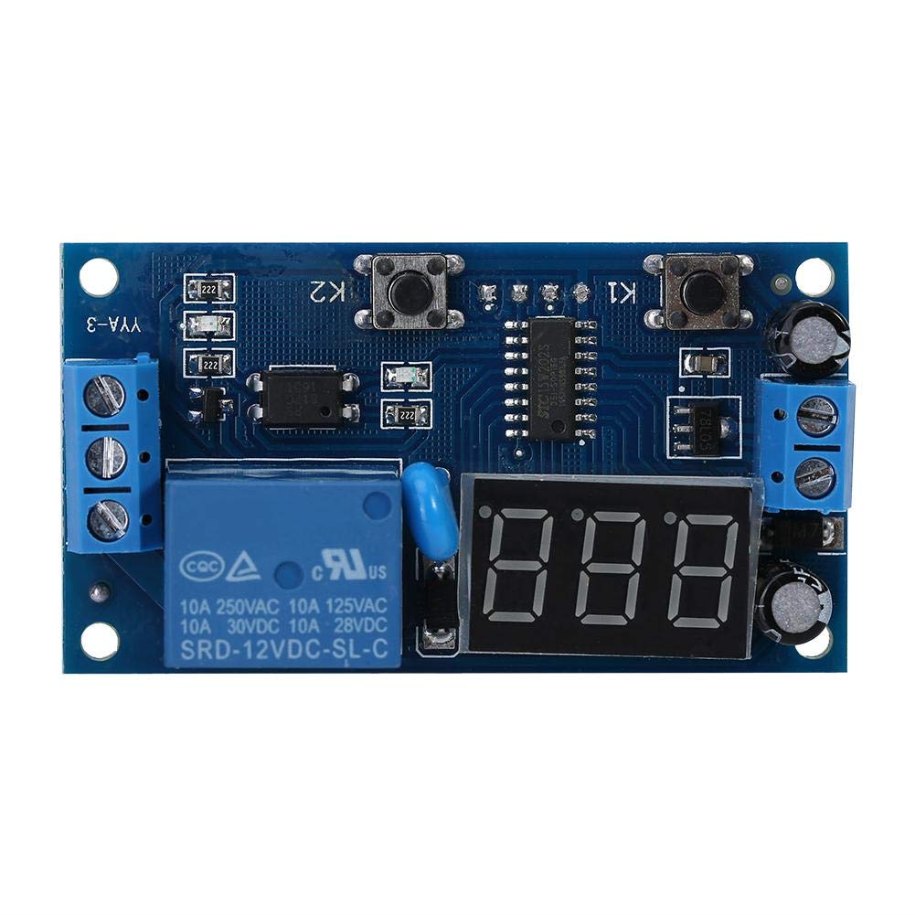 Adjustable LED Display Timer Relay Module - 12V DC Delay On/Off Switch with High Precision for Fish Tanks & Equipment | Perfect for Aquarium Lighting, Hydroponics & Home Automation Systems