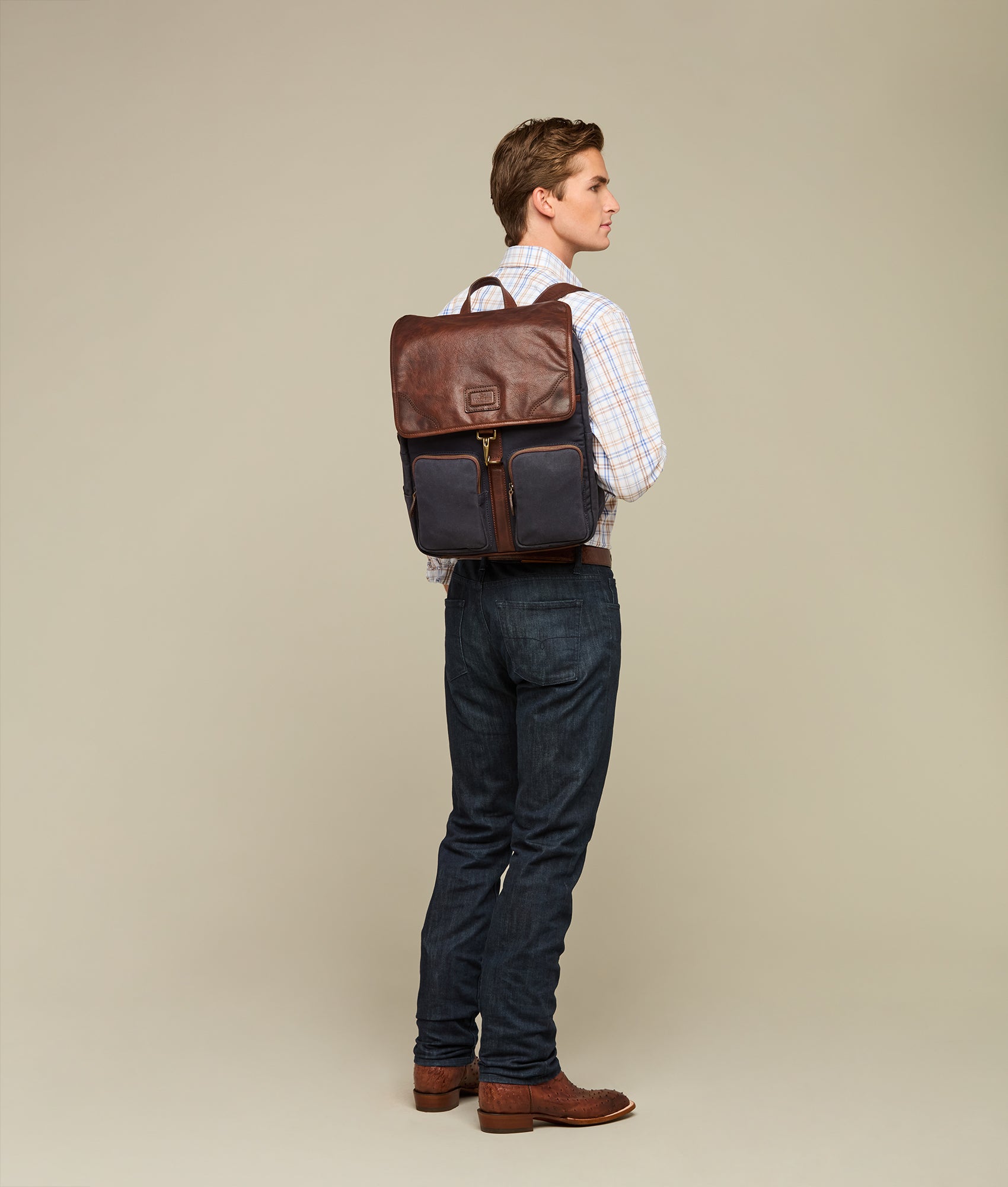 Durable Waxed Canvas Backpack for Men & Women - Water-Resistant Navy Blue Daypack for Work, School & Travel | Perfect for Commuting, Hiking & Outdoor Adventures