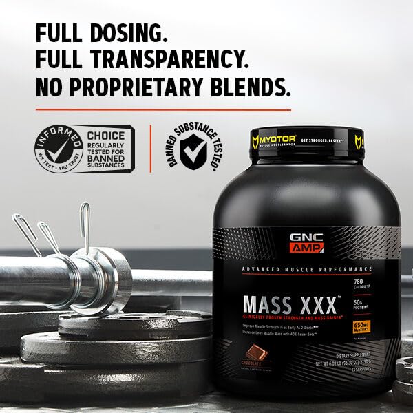 GNC AMP Mass XXX with MyoTOR Protein Powder - Muscle Building & Workout Supplement with BCAA, Creatine - Cookies & Cream Flavor (13 Servings) | Post-Workout Recovery & Strength Training Support