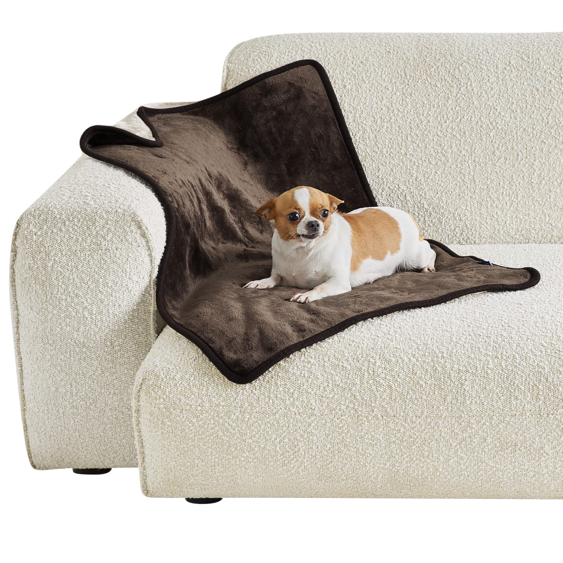 Bedsure Waterproof Dog Blankets for Small Dogs & Cats - Washable Sherpa Fleece Pet Blanket, Soft Plush Reversible Throw for Couch & Furniture Protection, 25x35 Inches, Coffee Brown - Perfect for Sofas, Beds & Car Rides