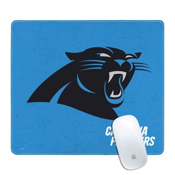 Skinit Small Gaming Mouse Pad - Officially Licensed NFL Carolina Panthers Distressed Alternate Design with Stitched Edges | Waterproof & Non-Slip Rubber Base | Perfect Desk Mat for Keyboard & Mouse | Ideal for Gaming, Office Work & Home Computer Setup