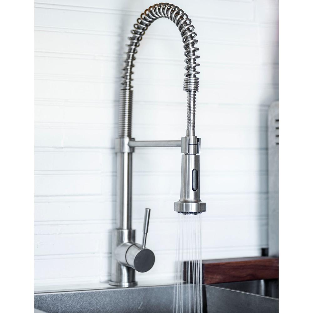 ZLINE Apollo Pull Down Spring Single Handle Kitchen Faucet in Brushed Nickel - High Arc Modern Design for Easy Dishwashing & Food Prep, Perfect for Home & Restaurant Kitchens (APL KF BN)